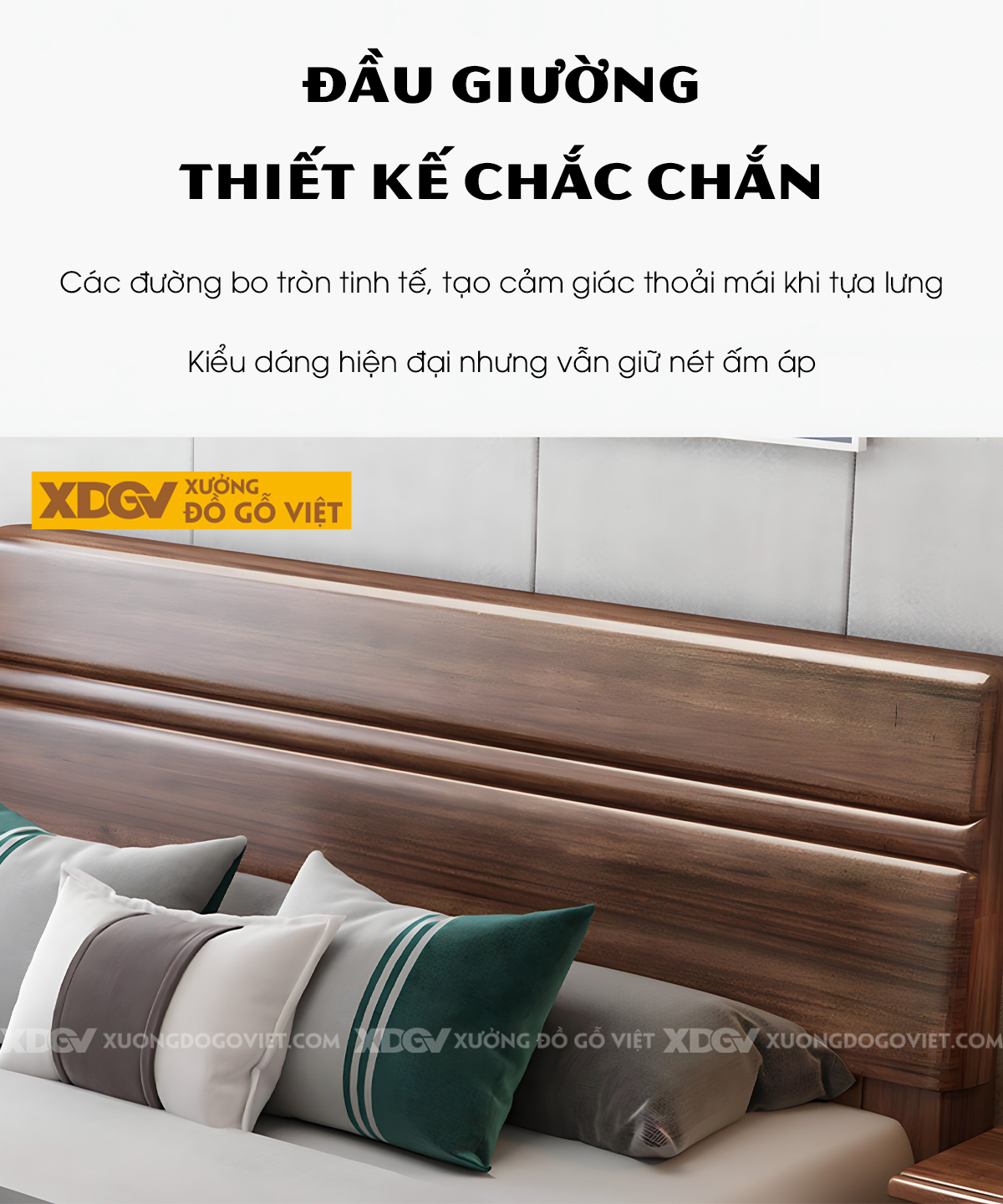 Giường Ngủ Gỗ Sồi Dày Dặn Soi Rãnh Chỉ Chìm Phân Tầng