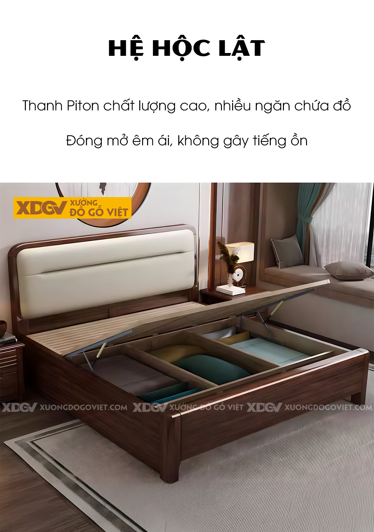 Giường Ngủ Gỗ Sồi Tự Nhiên Đầu Bo Tròn Bọc Nệm Sang Trọng