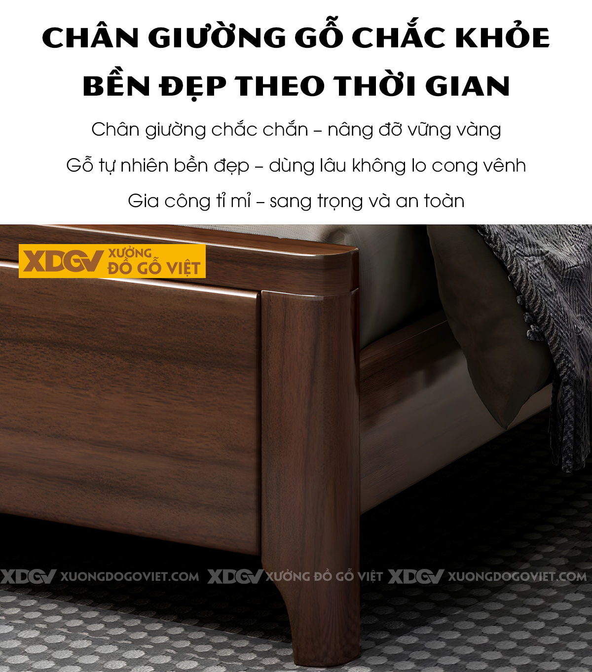 Giường Ngủ Gỗ Sồi Tự Nhiên Hiện Đại Phối Gối Tựa Đầu Giường