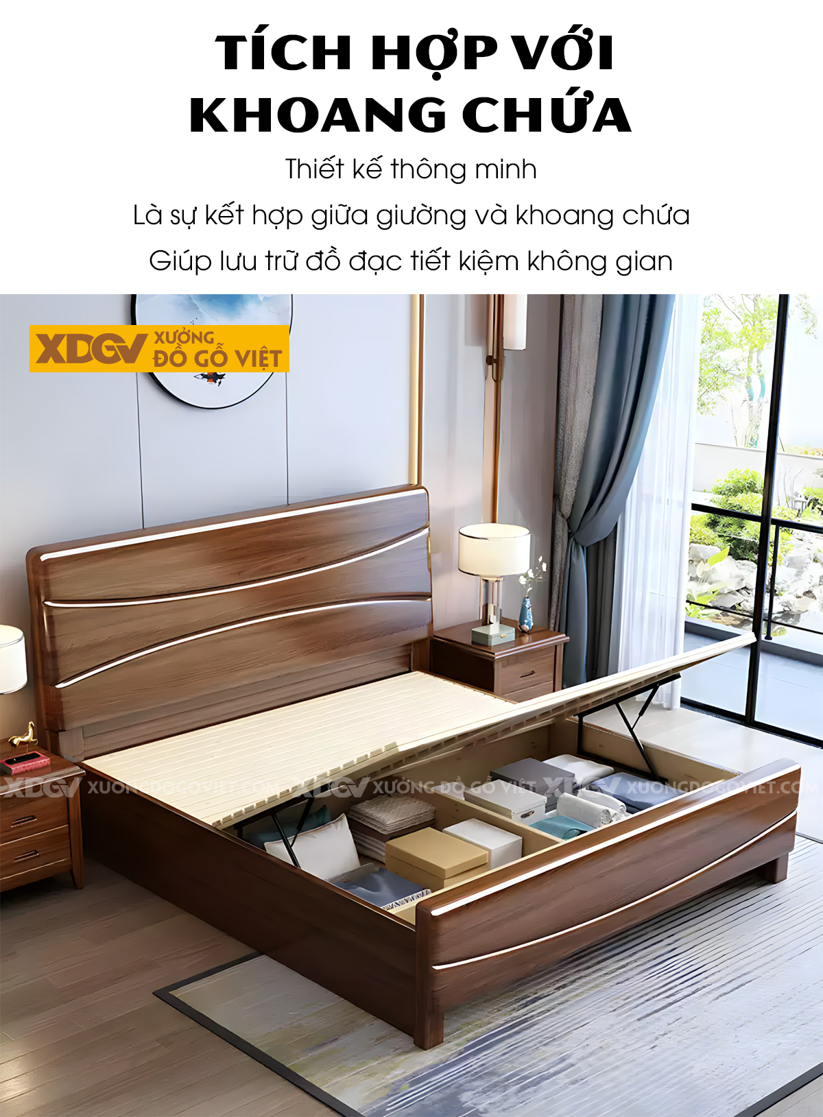 Giường Ngủ Gỗ Xoan Đào Bo Góc Kẻ Chỉ Lượn Sóng Nghệ Thuật