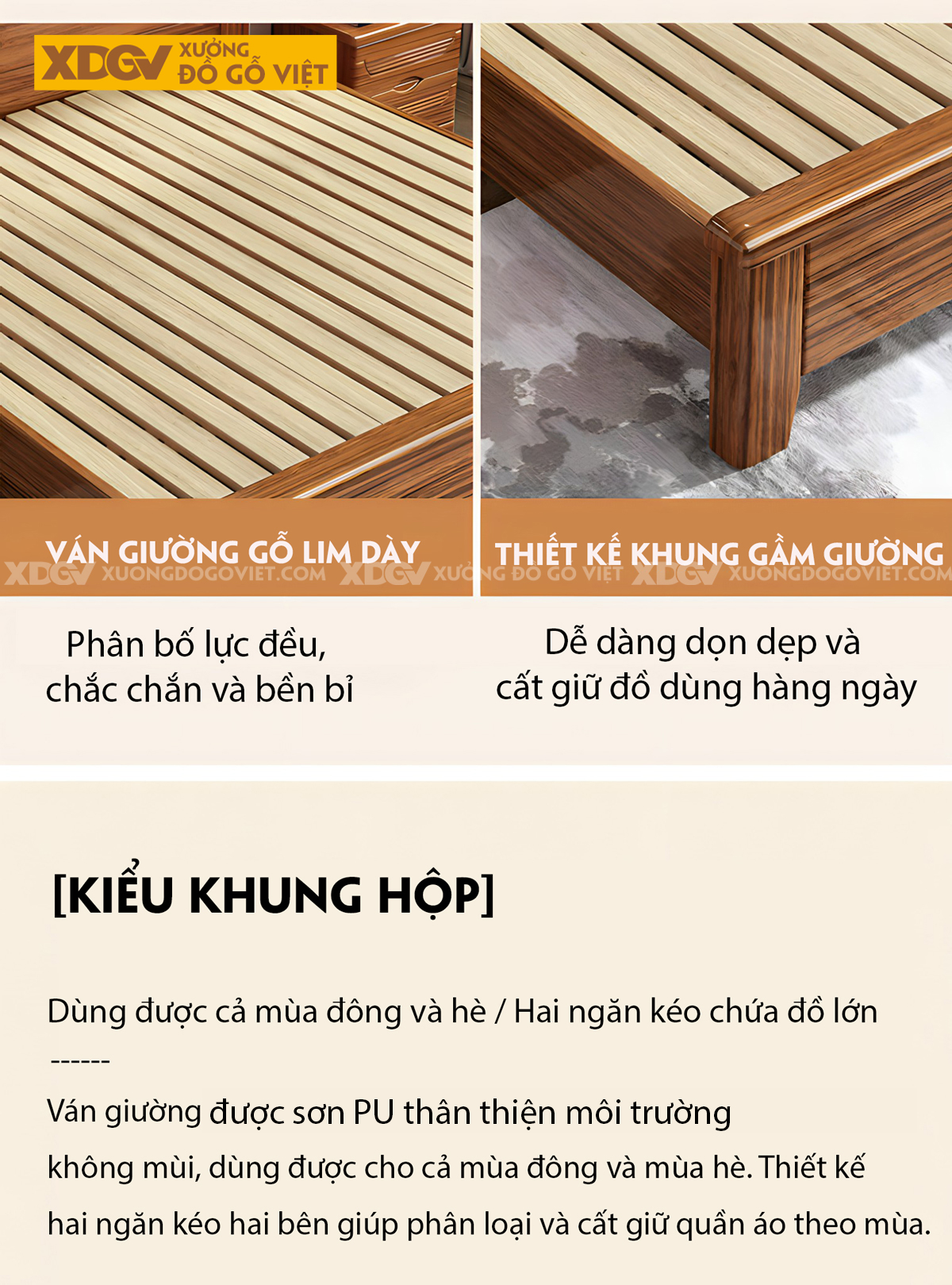 Giường Ngủ Lim Hiện Đại Gỗ Dày Đầu Dáng Cánh Chim Cách Điệu