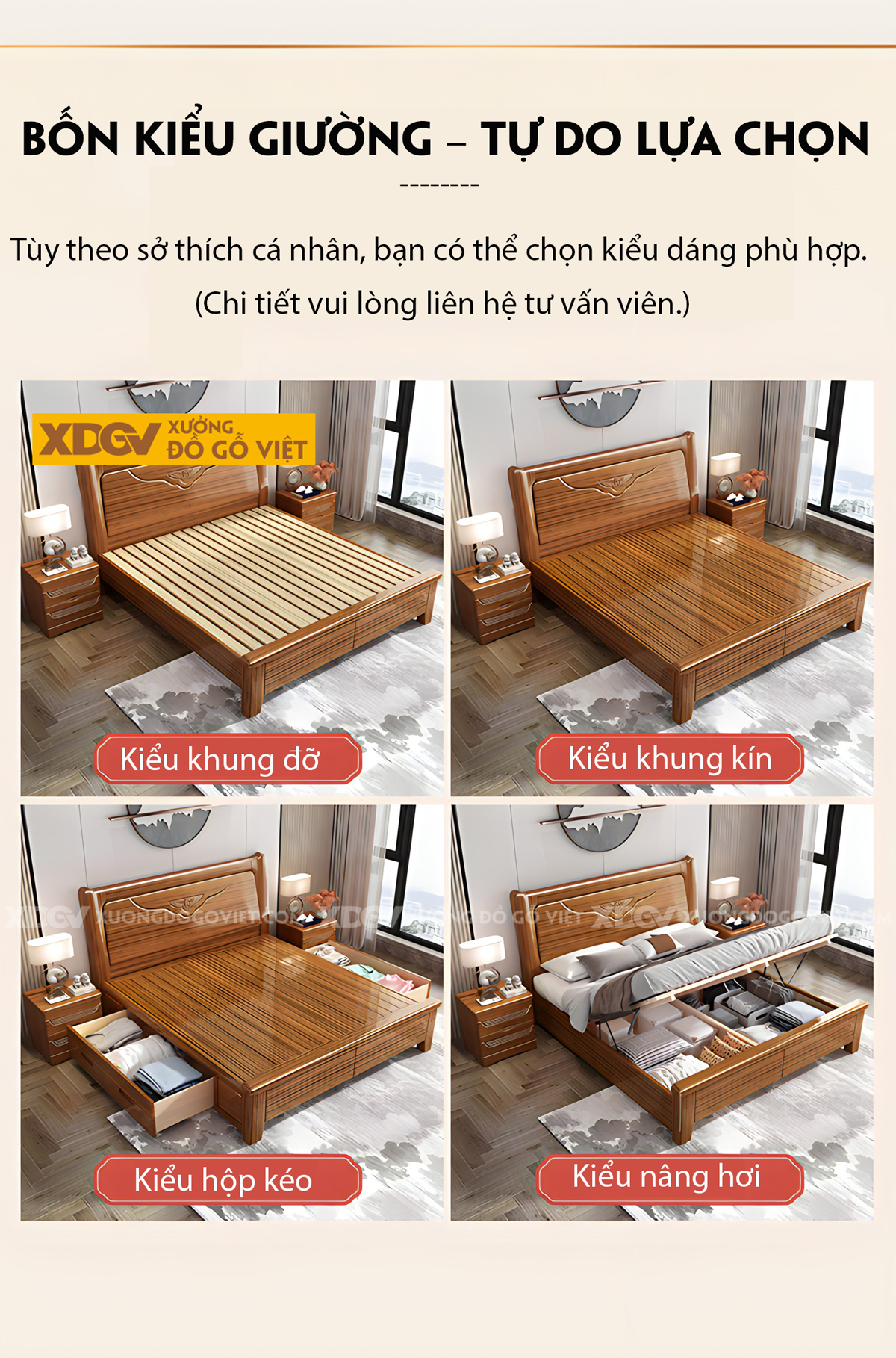 Giường Ngủ Lim Hiện Đại Gỗ Dày Đầu Dáng Cánh Chim Cách Điệu