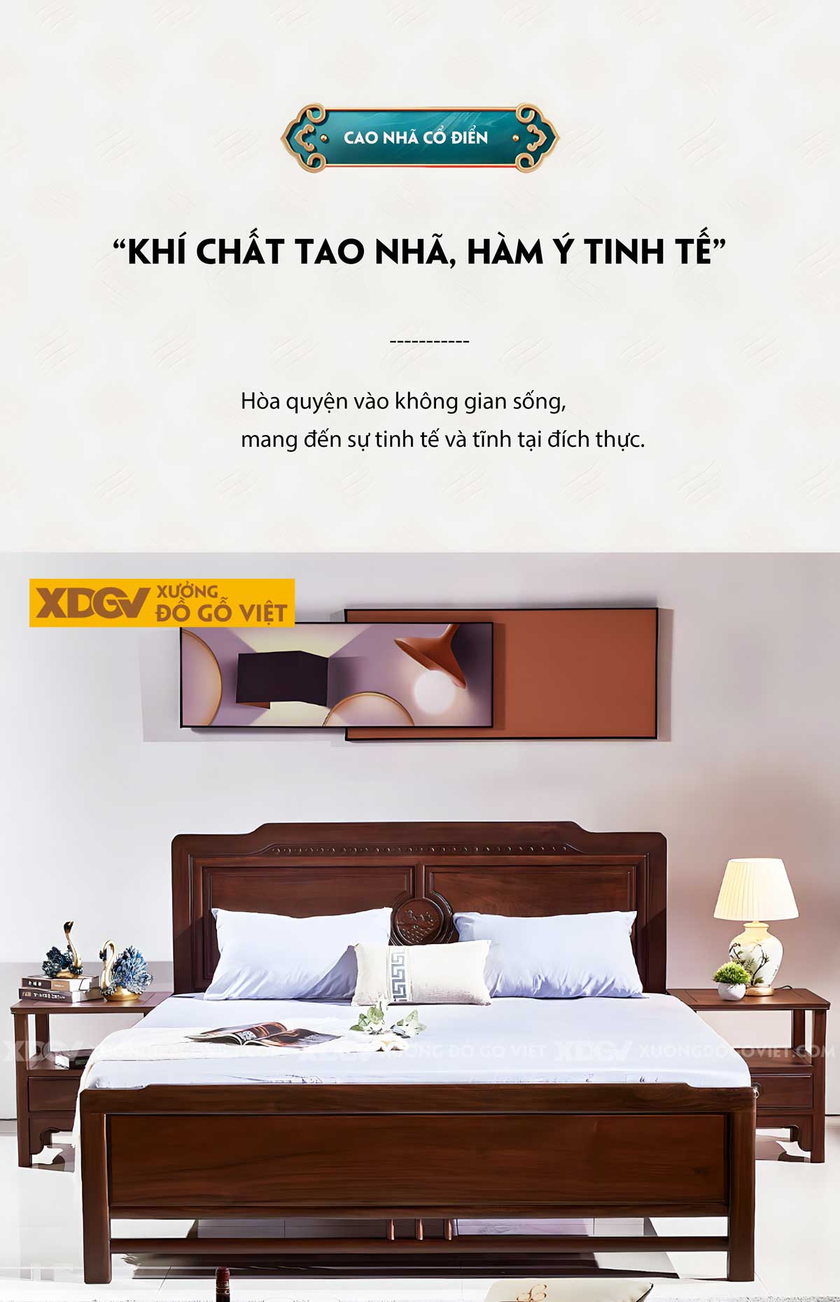 Giường Ngủ Lim Tân Cổ Điển Đầu Chạm Khắc Họa Tiết Nghệ Thuật