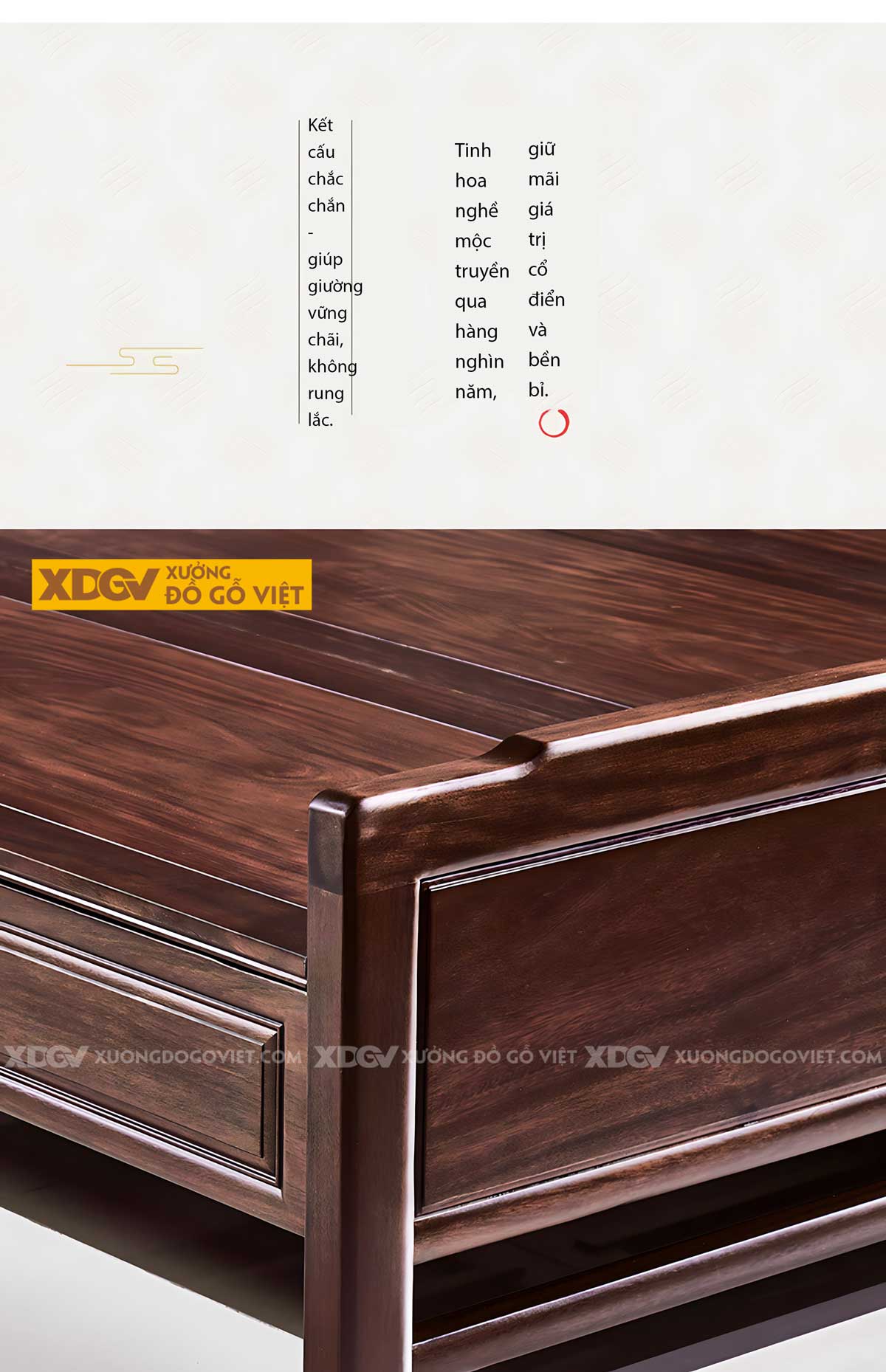 Giường Ngủ Lim Tân Cổ Điển Đầu Chạm Khắc Họa Tiết Nghệ Thuật