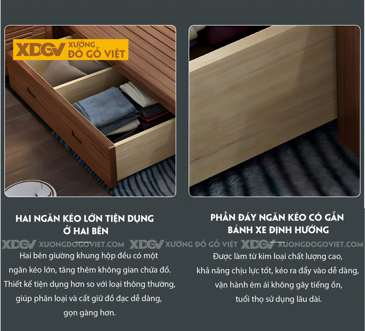 Giường Phòng Ngủ Gỗ Lim Sang Trọng Đầu Ốp Nệm Dày Rút Múi