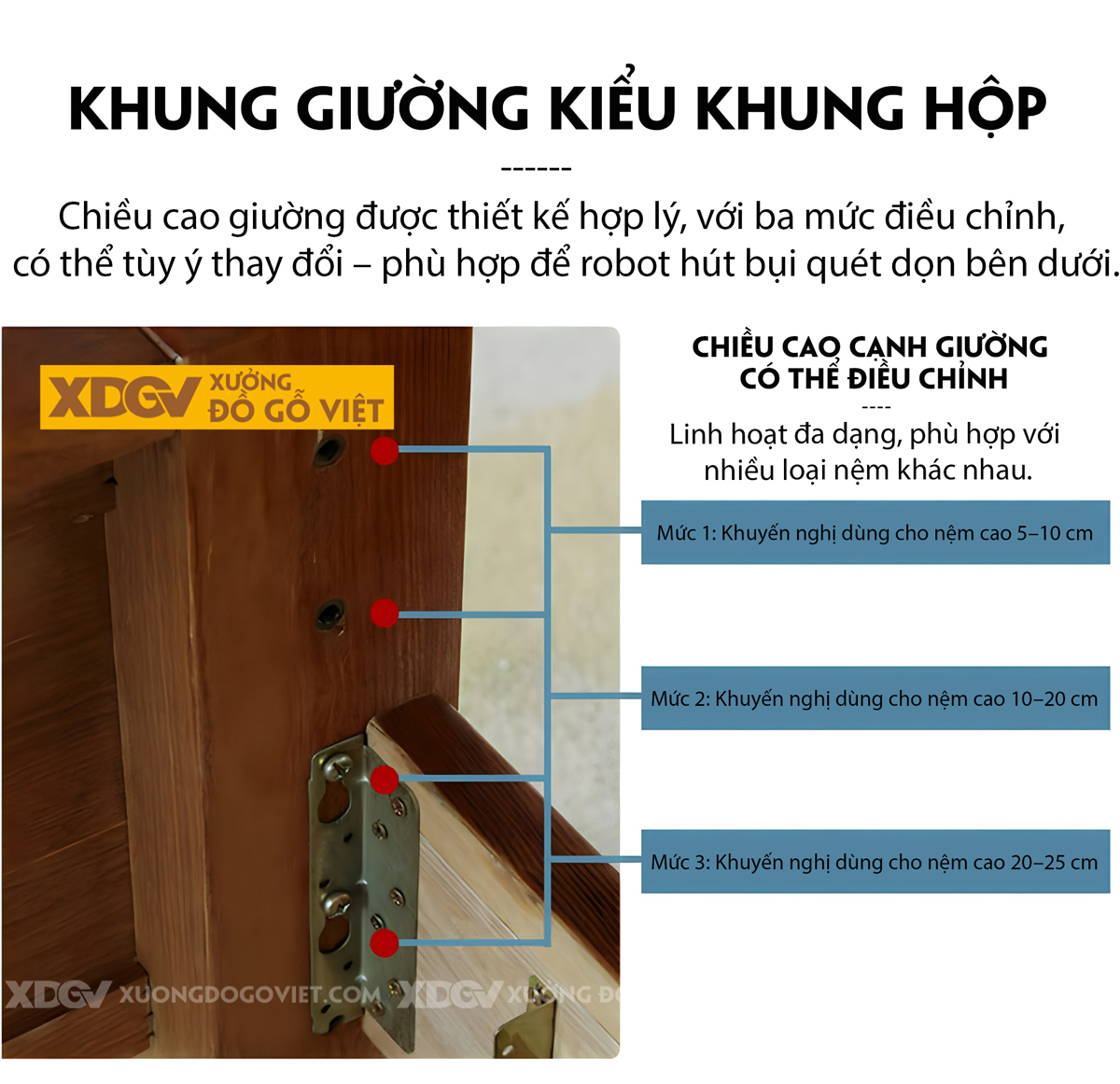 Giường Phòng Ngủ Gỗ Lim Sang Trọng Đầu Ốp Nệm Dày Rút Múi