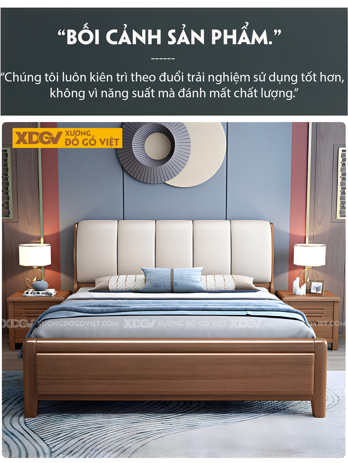 Giường Phòng Ngủ Gỗ Lim Sang Trọng Đầu Ốp Nệm Dày Rút Múi