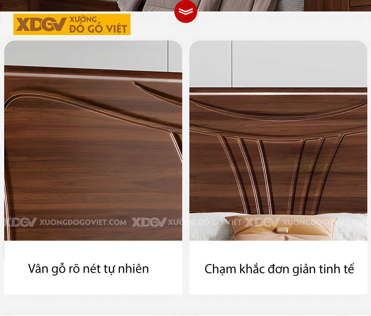 Giường Phòng Ngủ Hiện Đại Gỗ Lim Đầu Kẻ Chỉ Cánh Bướm Đẹp