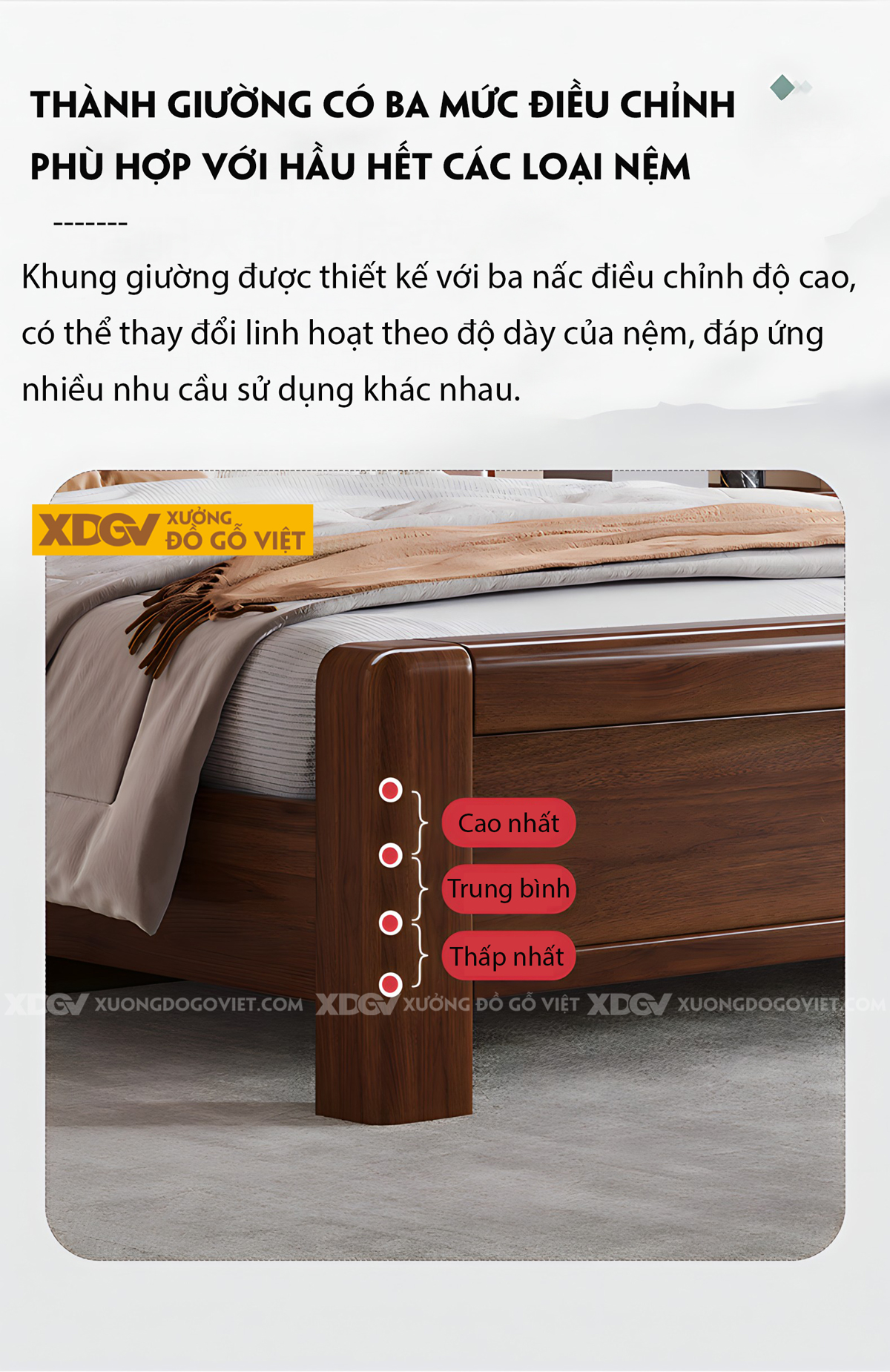 Giường Phòng Ngủ Hiện Đại Gỗ Lim Đầu Kẻ Chỉ Cánh Bướm Đẹp