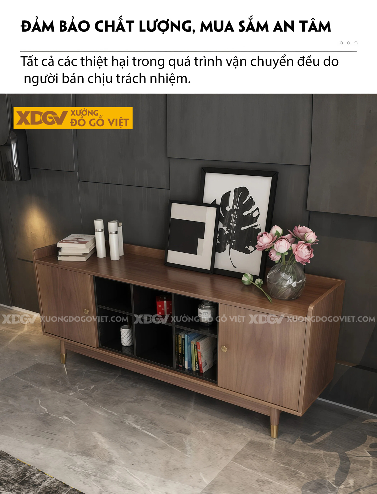 Kệ Để Tivi Gỗ MDF Hiện Đại Chân Cao Đa Ngăn Bố Trí Khoa Học