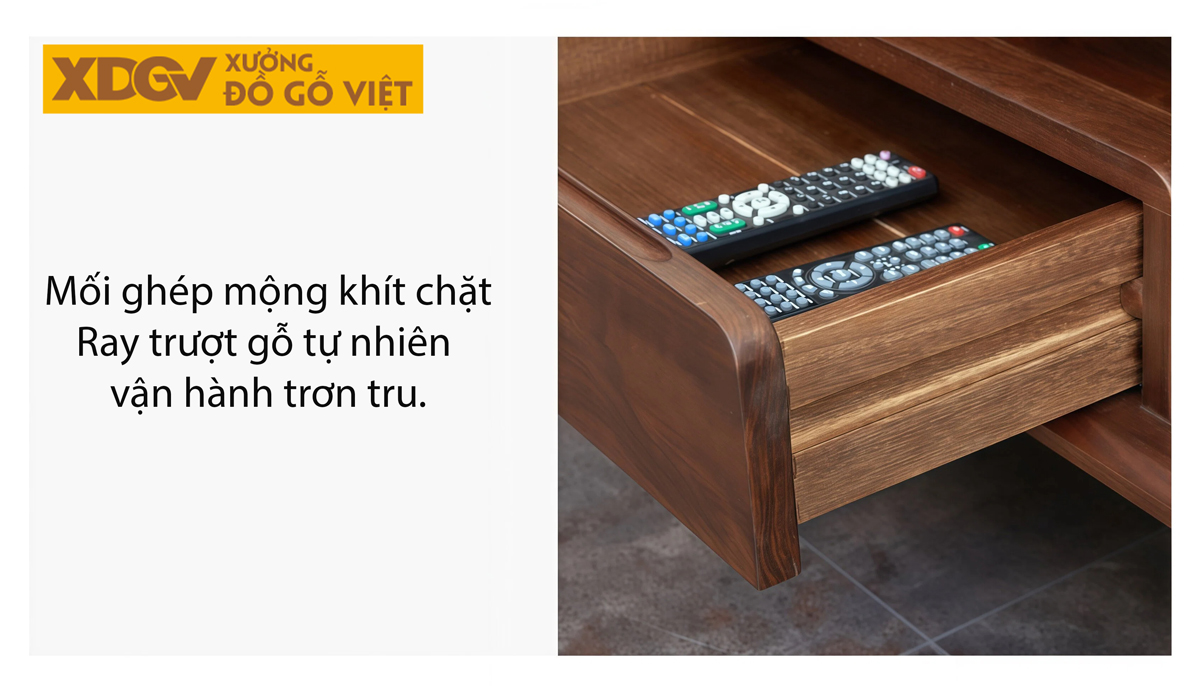 Kệ Để Tivi Gỗ Óc Chó Kiểu Bắc Âu Khung Bo Cong Chân Vát