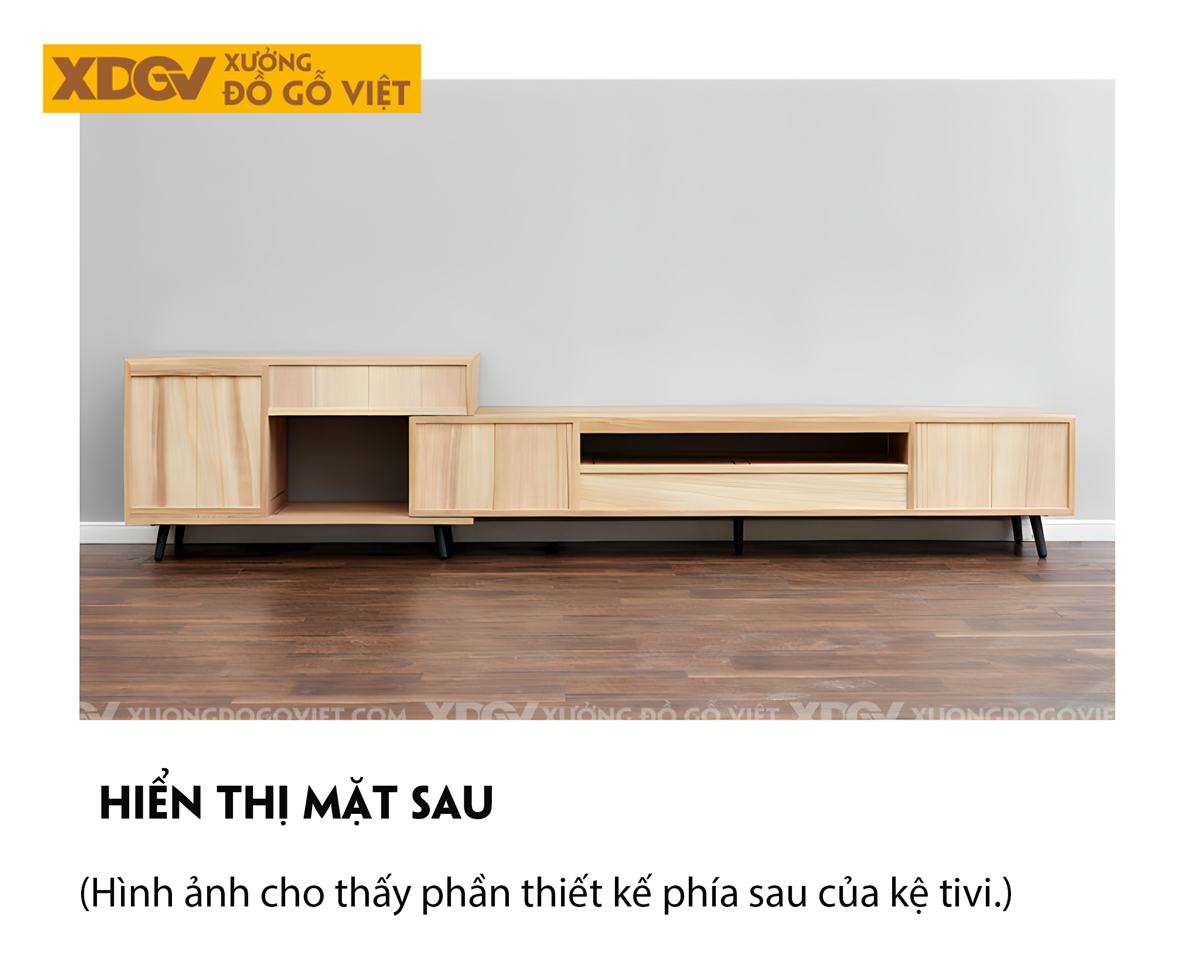 Kệ Để Tivi Gỗ Sồi Mỹ Ghép Lệch Tầng Tối Ưu Không Gian