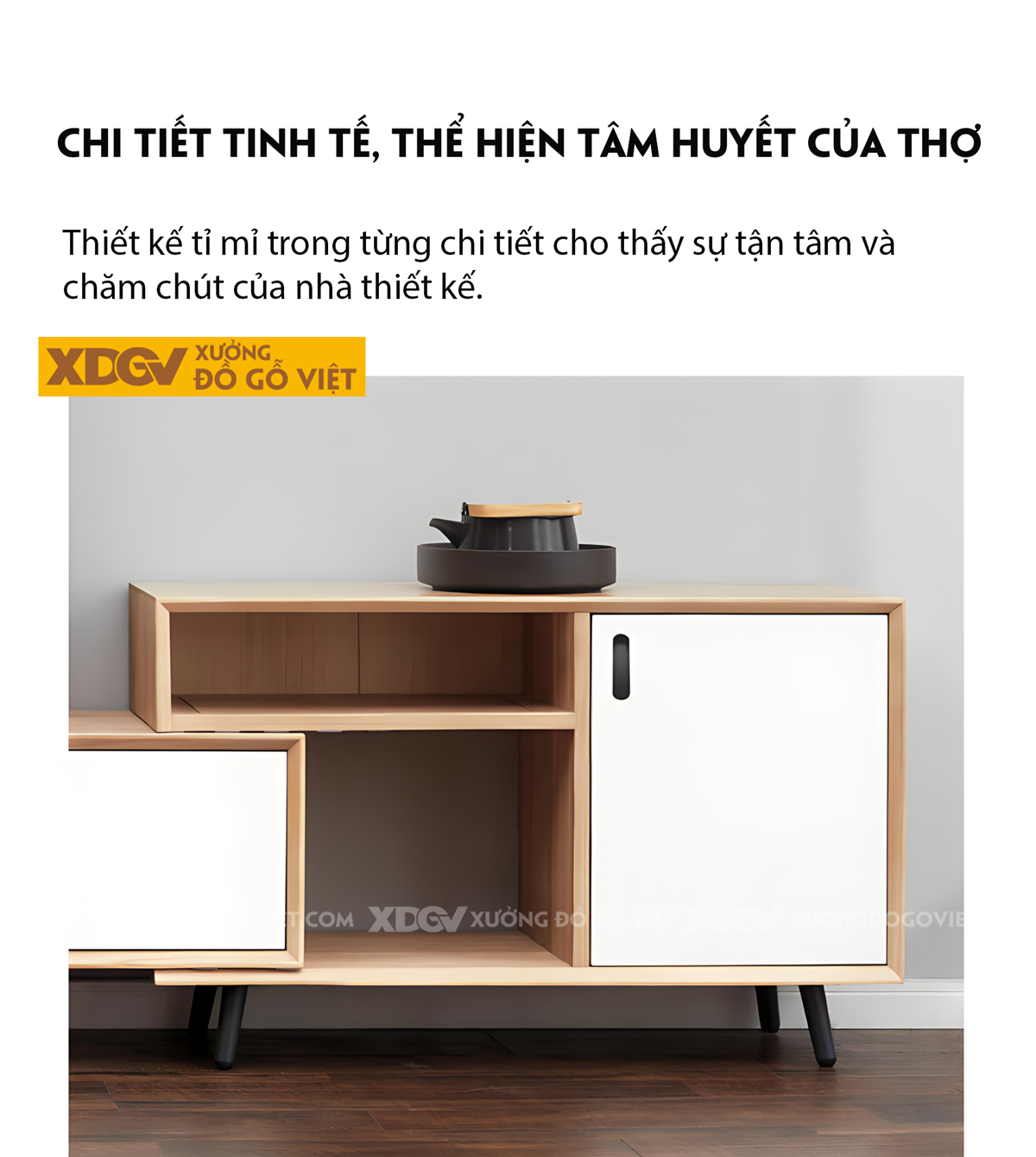 Kệ Để Tivi Gỗ Sồi Mỹ Ghép Lệch Tầng Tối Ưu Không Gian