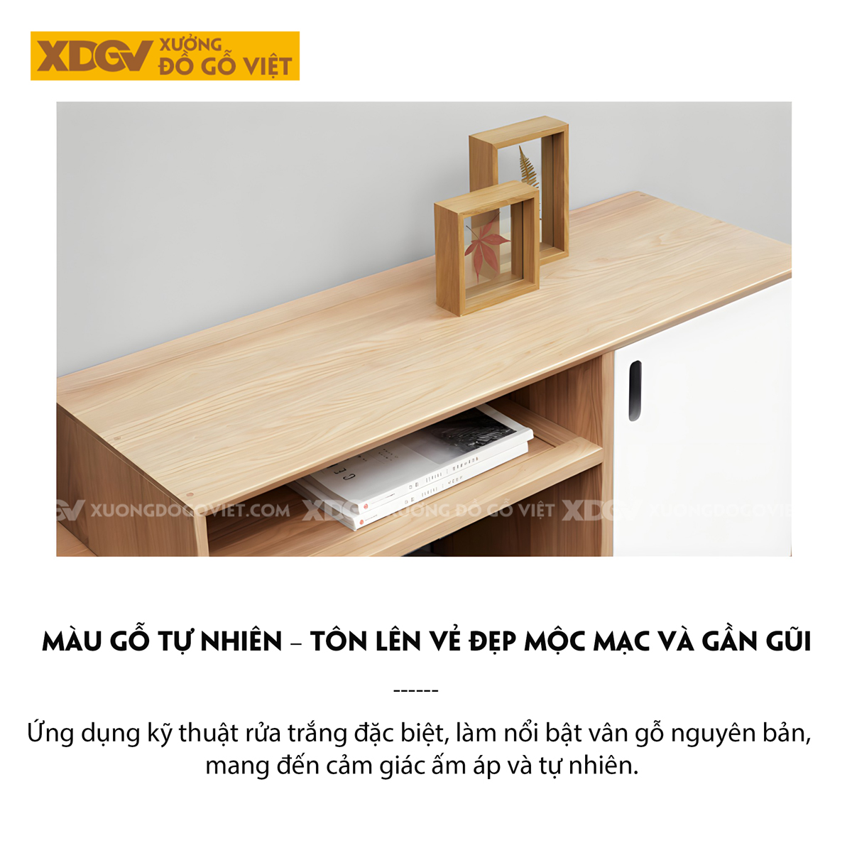 Kệ Để Tivi Gỗ Sồi Mỹ Ghép Lệch Tầng Tối Ưu Không Gian