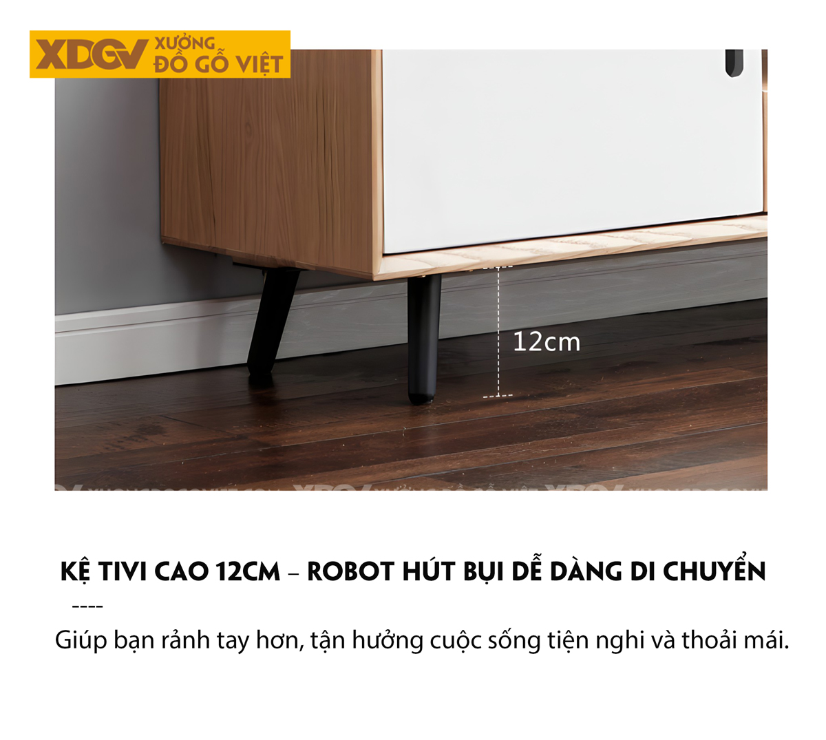Kệ Để Tivi Gỗ Sồi Mỹ Ghép Lệch Tầng Tối Ưu Không Gian