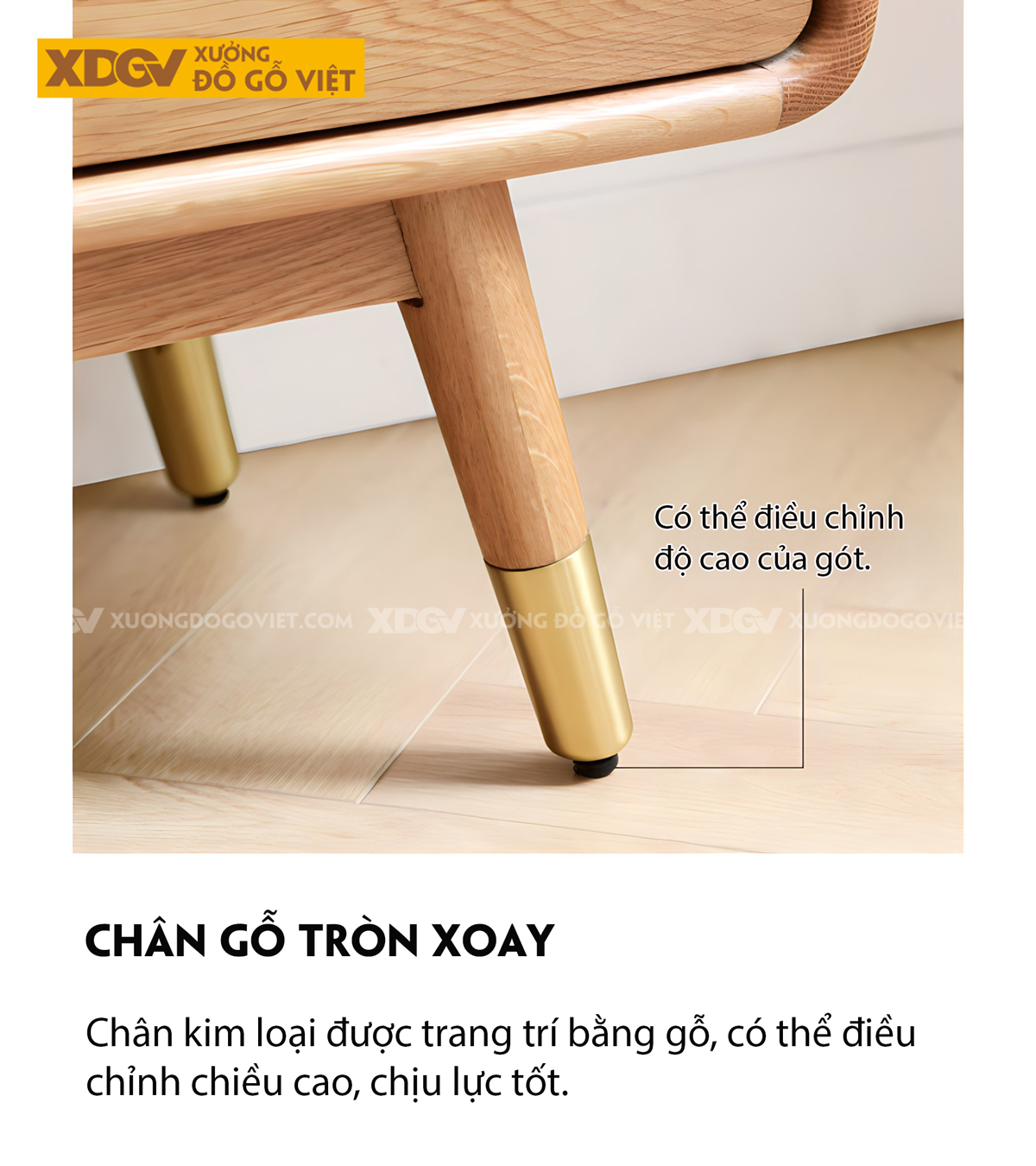 Kệ Để Tivi Gỗ Sồi Phòng Khách Chân Cao Đầu Bọc Kim Loại