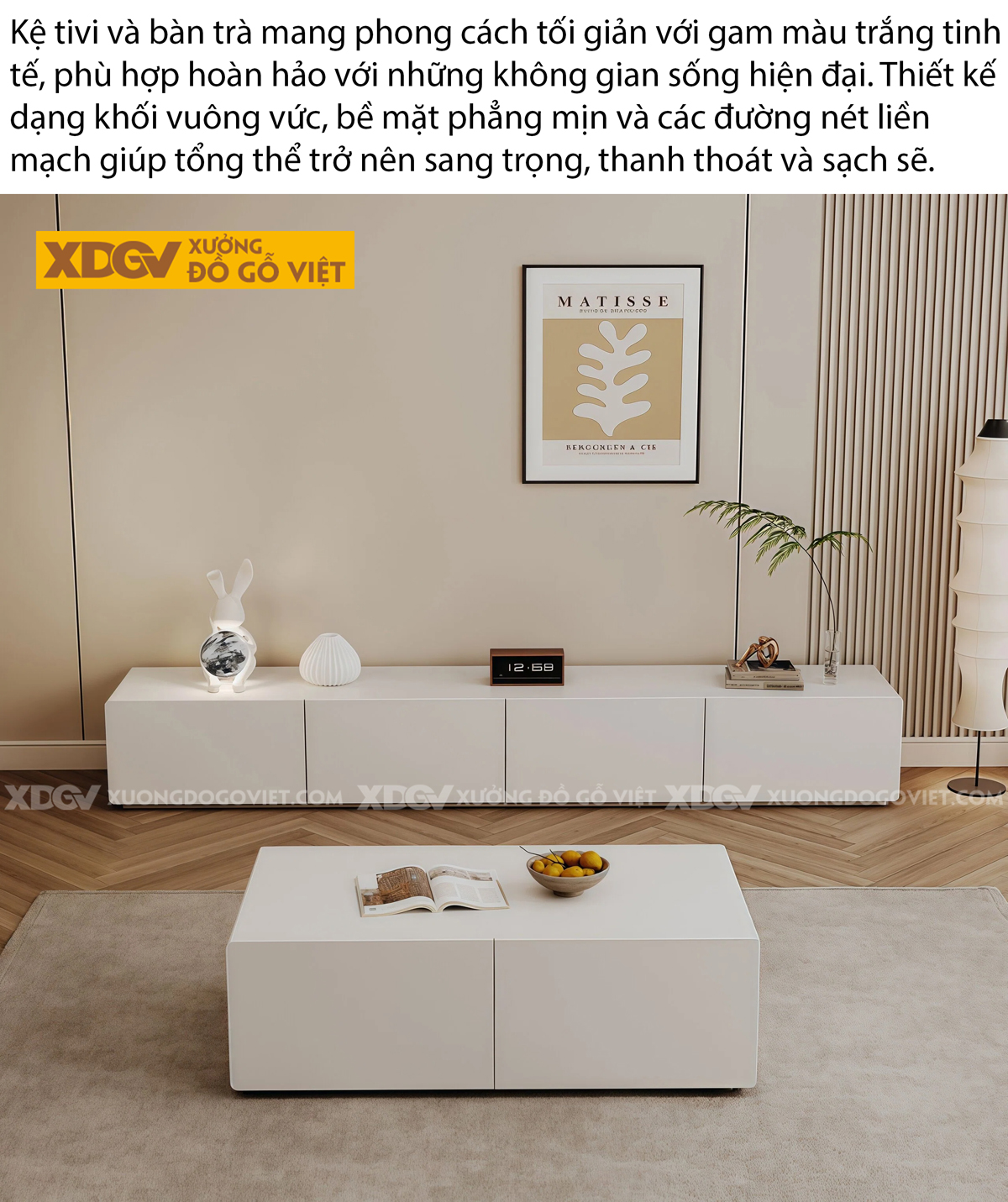 Kệ Để Tivi Phòng Khách Gỗ MDF Thiết Kế Dạng Hộp Ngăn Kéo