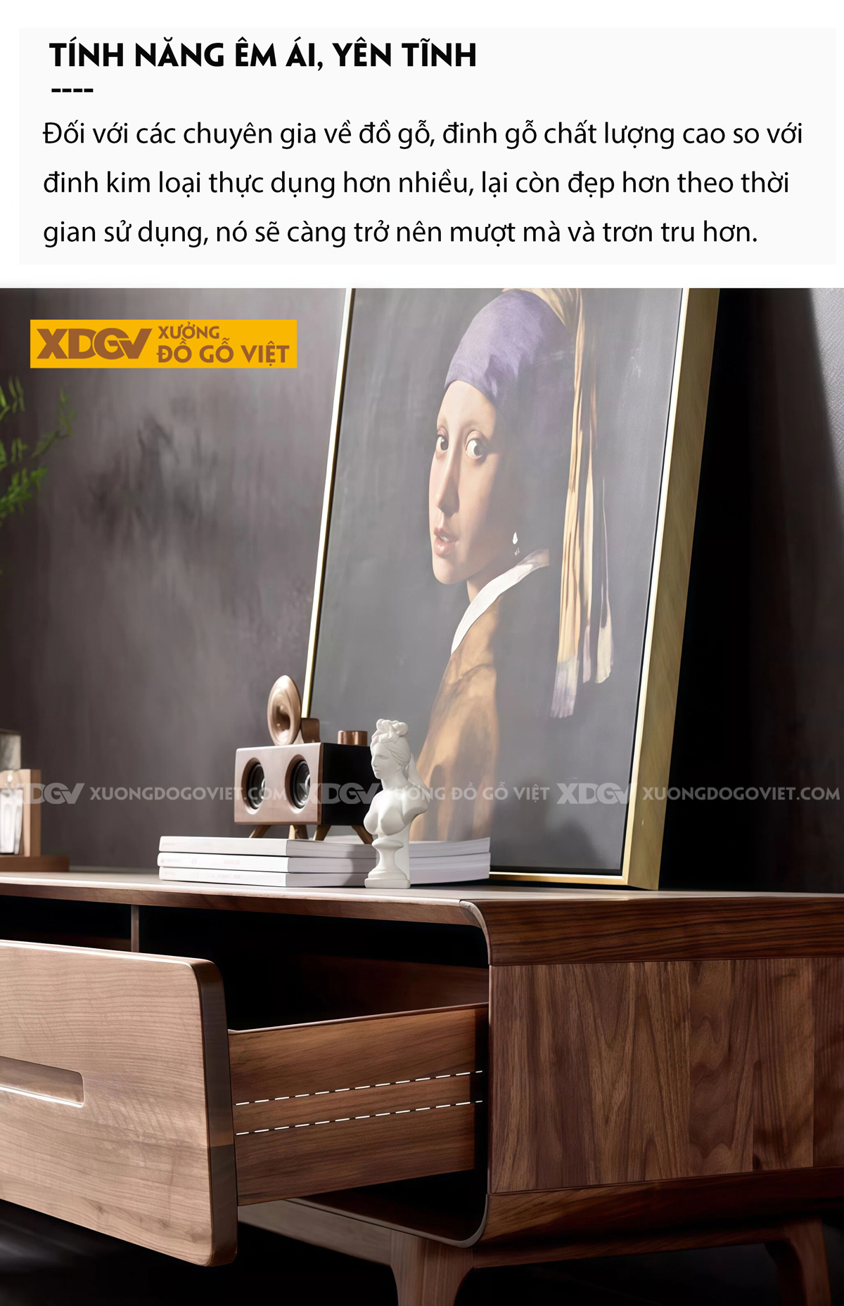 Kệ Để Tivi Phòng Khách Gỗ Óc Chó Chân Cao Phong Cách Bắc Âu