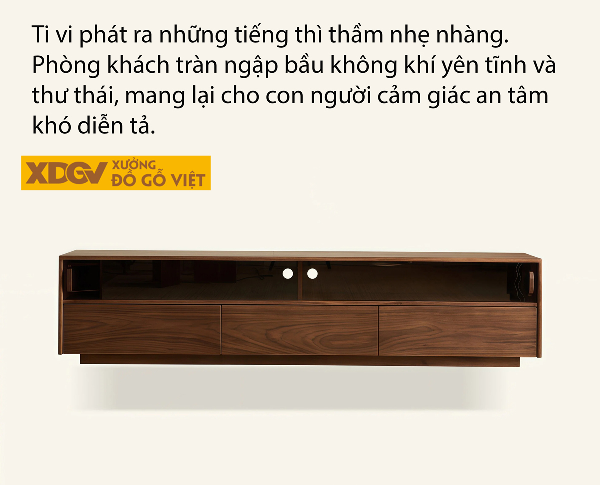 Kệ Để Tivi Phòng Khách Gỗ Óc Chó Tích Hợp Tủ Kính Sang Trọng
