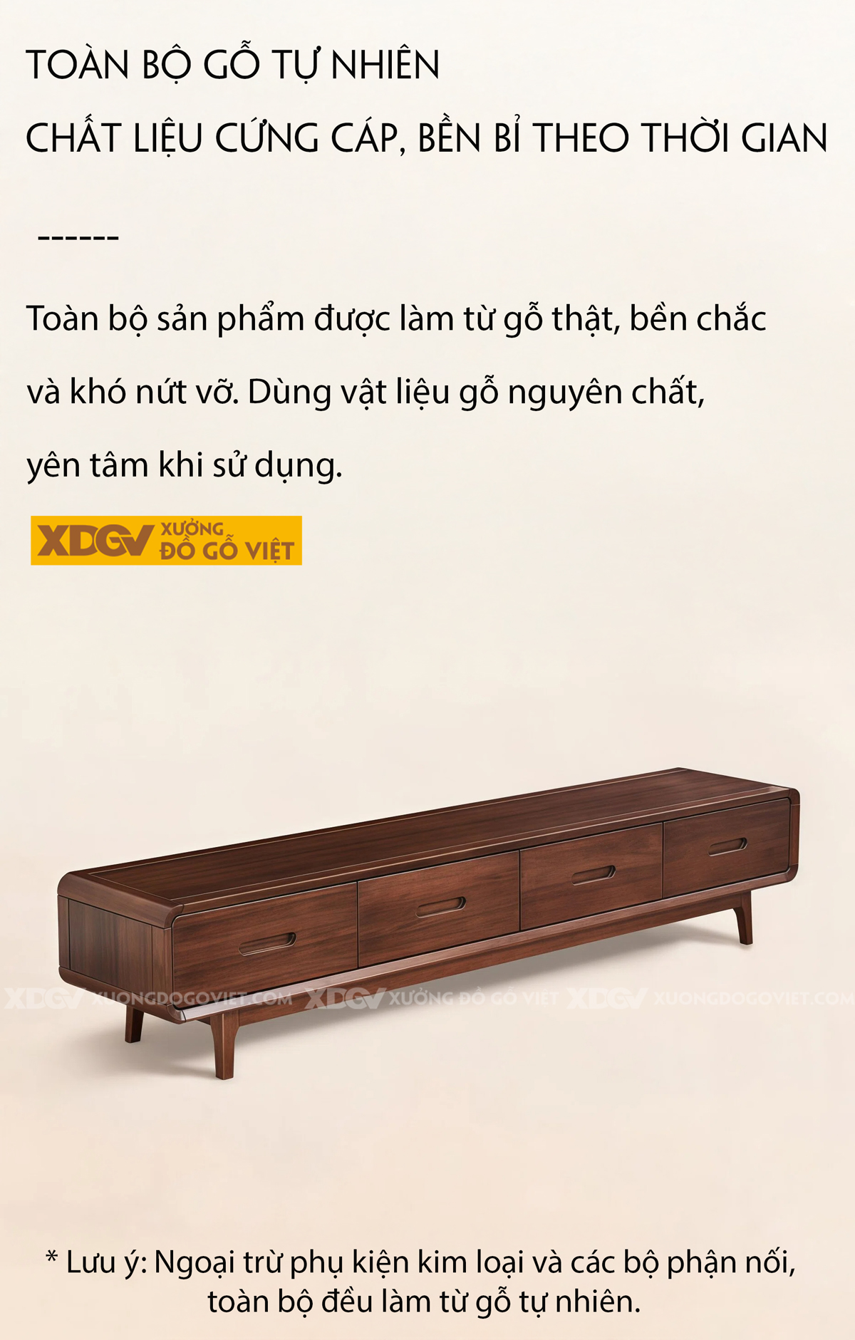 Kệ Để Tivi Phòng Khách Gỗ Óc Chó Tự Nhiên Chân Vát Tinh Gọn