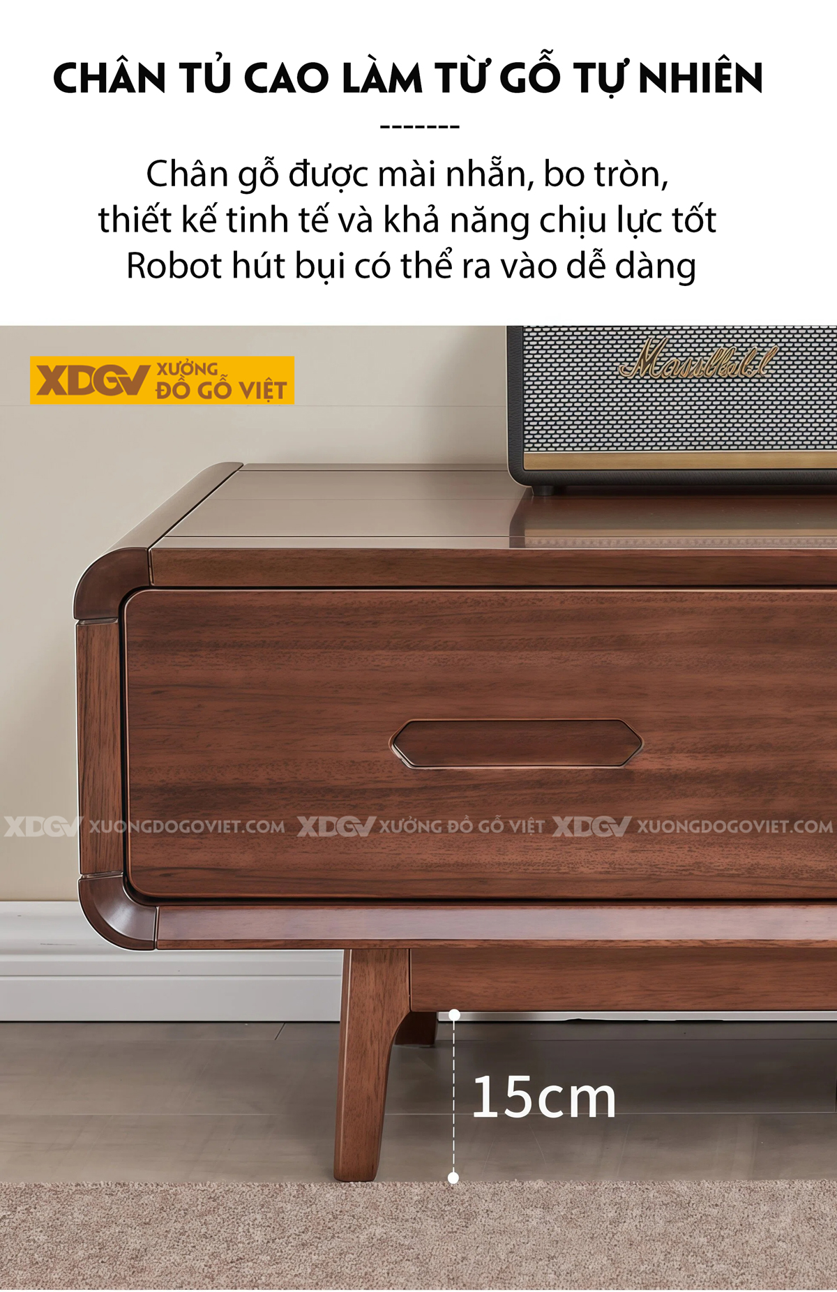 Kệ Để Tivi Phòng Khách Gỗ Óc Chó Tự Nhiên Chân Vát Tinh Gọn