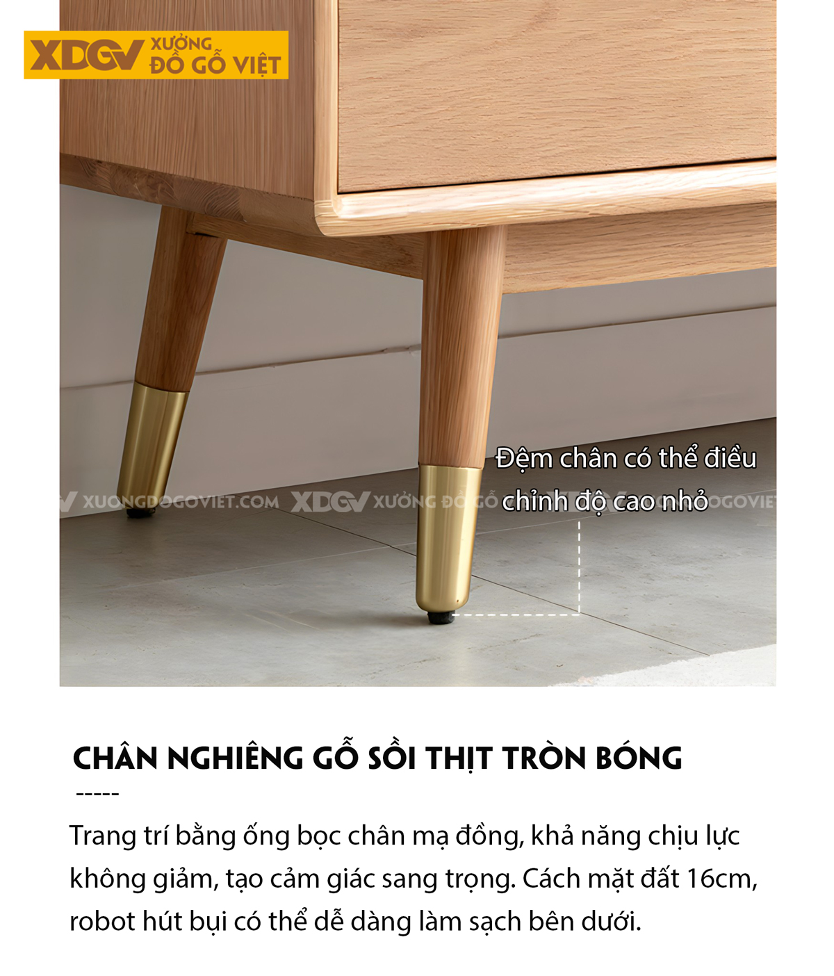 Kệ Để Tivi Trang Trí Gỗ Sồi Chân Cao Cánh Kính Lùa Gân Mờ