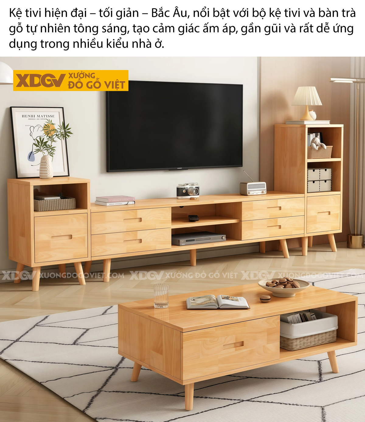 Kệ Để Tivi Trưng Bày Phòng Khách Chân Cáo