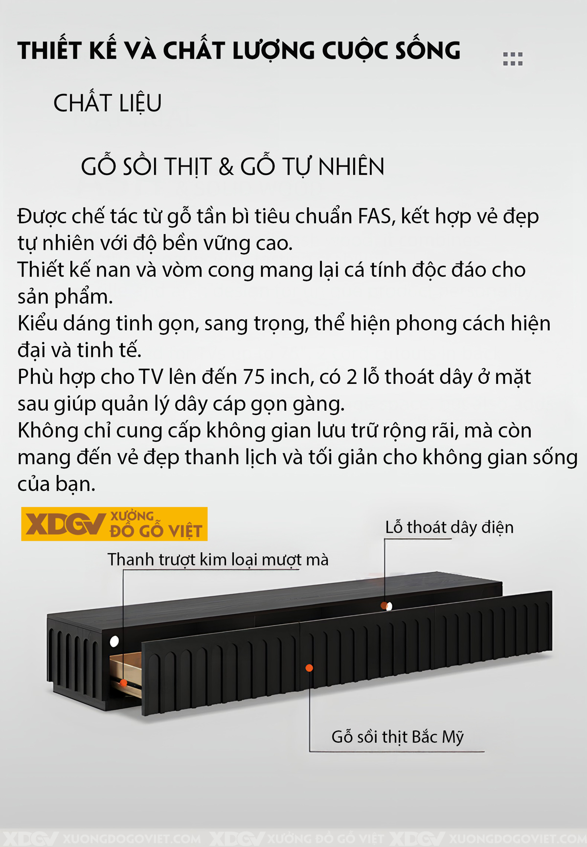 Kệ Tivi Đặt Sàn Phòng Khách Sơn Đen Giữ Vân Tự Nhiên Mới