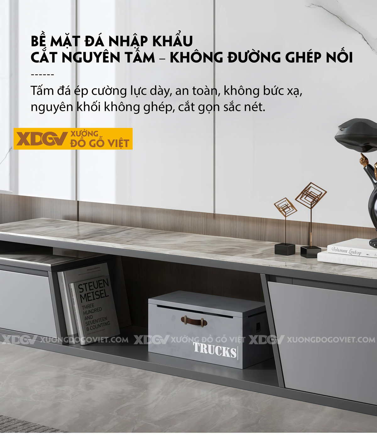 Kệ Tivi Gỗ MDF Ốp Đá Thiết Kế Tách Rời Kéo Trượt Linh Hoạt