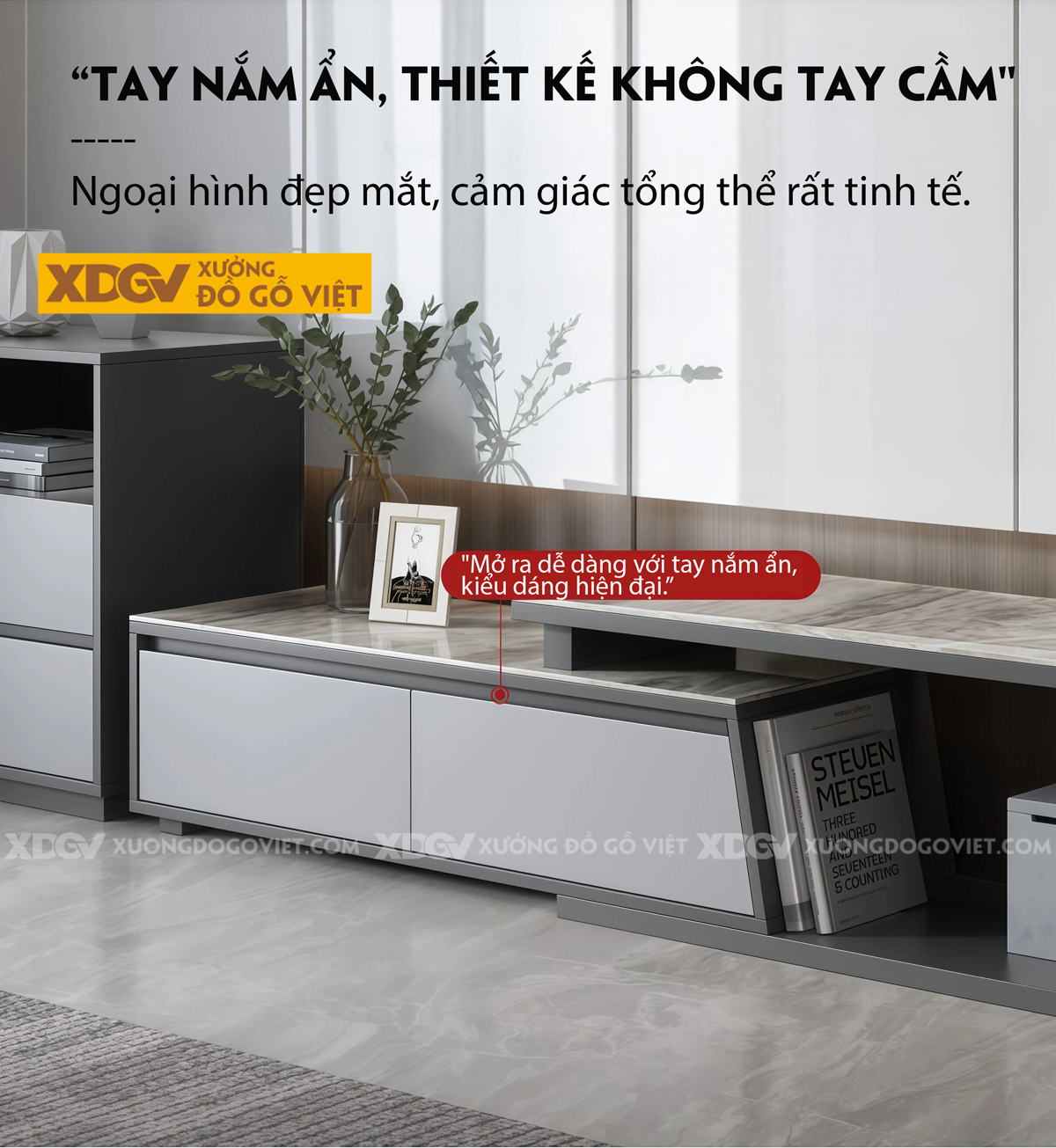 Kệ Tivi Gỗ MDF Ốp Đá Thiết Kế Tách Rời Kéo Trượt Linh Hoạt