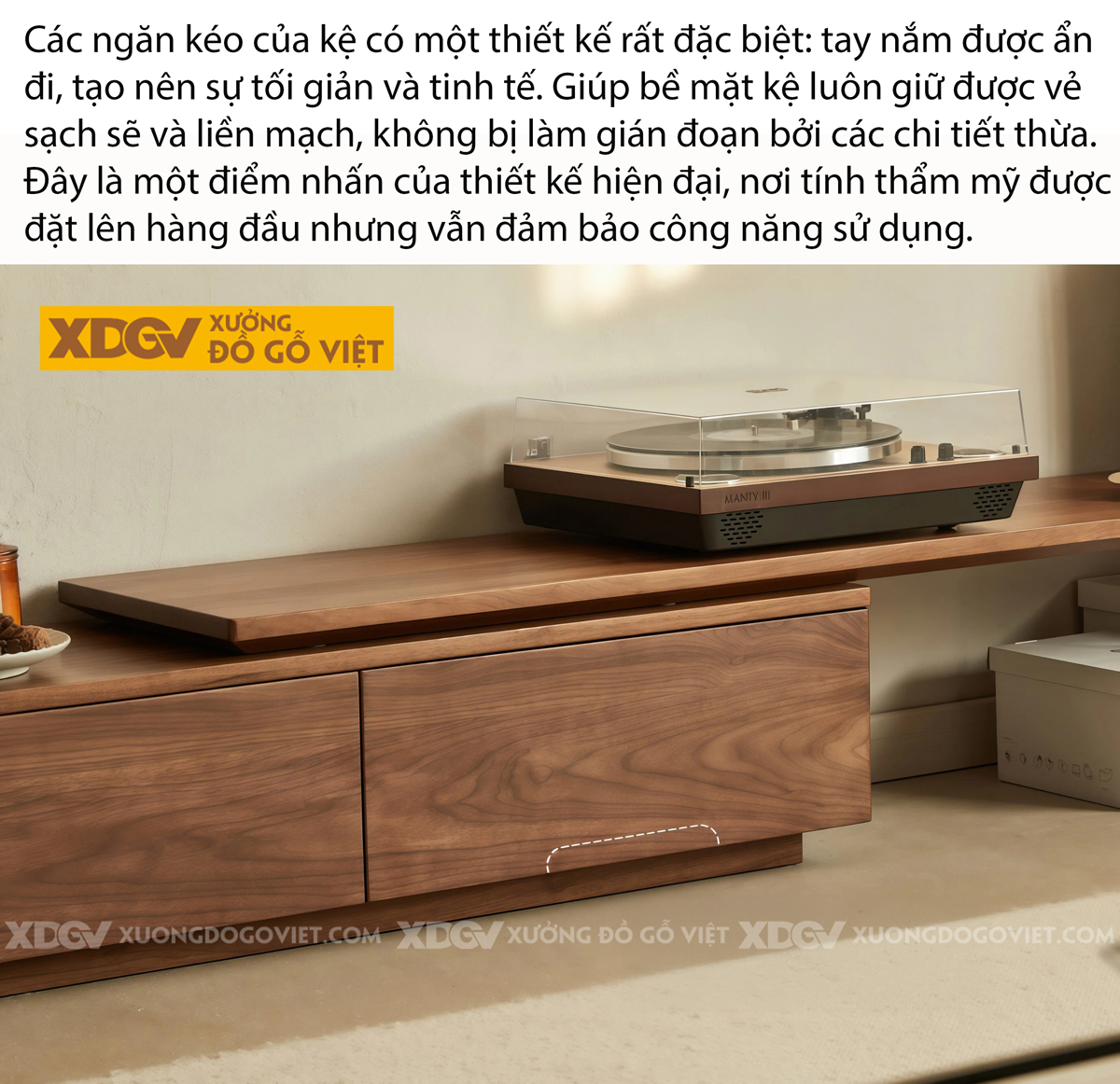 Kệ Tivi Gỗ Óc Chó 3 Ngăn Kéo