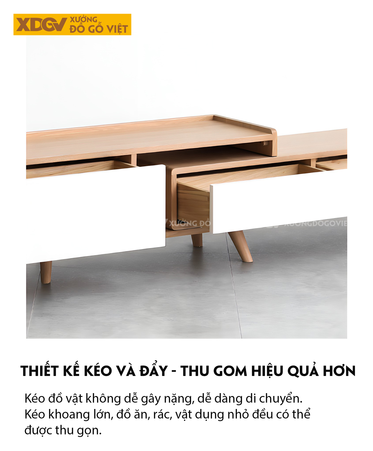 Kệ Tivi Gỗ Sồi Mỹ Thông Minh Mở Rộng Linh Hoạt Cánh Chạm Mở