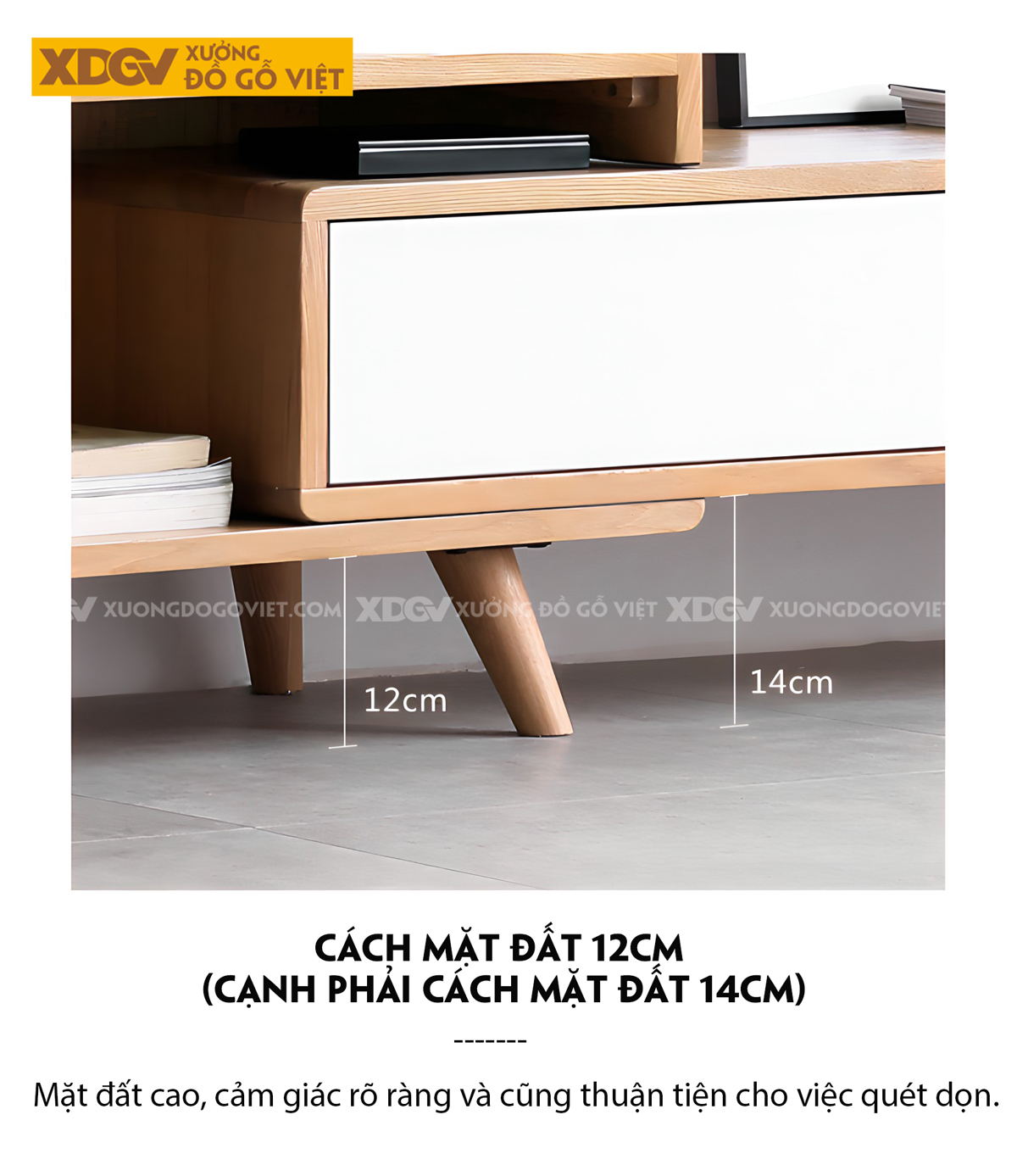 Kệ Tivi Gỗ Sồi Mỹ Thông Minh Mở Rộng Linh Hoạt Cánh Chạm Mở