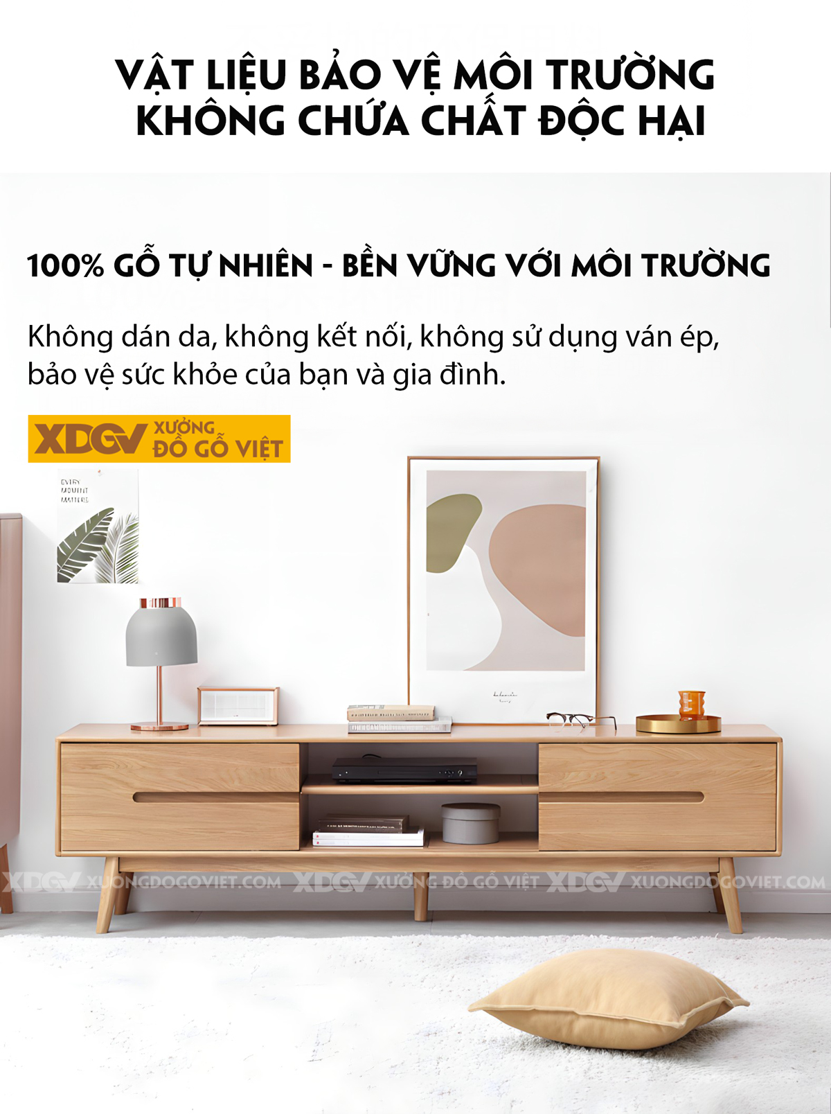 Kệ Tivi Gỗ Sồi Thịt Hiện Đại 3 Buồng Cánh Trượt Tay Âm Mới