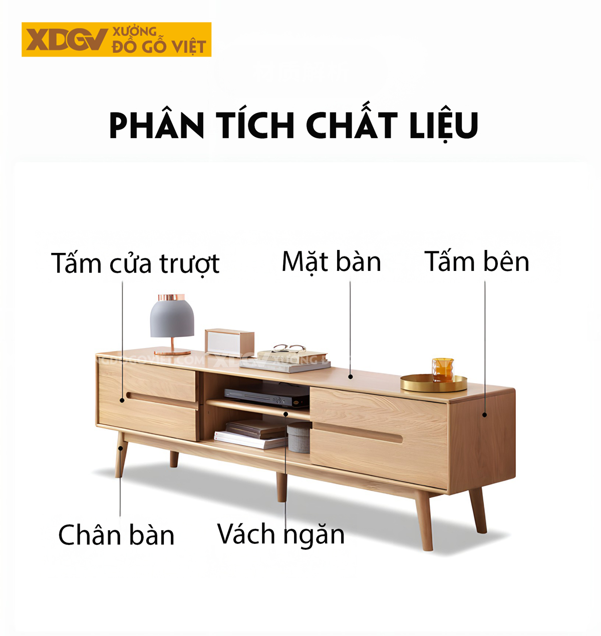 Kệ Tivi Gỗ Sồi Thịt Hiện Đại 3 Buồng Cánh Trượt Tay Âm Mới