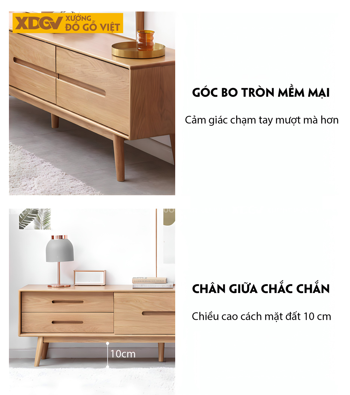 Kệ Tivi Gỗ Sồi Thịt Hiện Đại 3 Buồng Cánh Trượt Tay Âm Mới