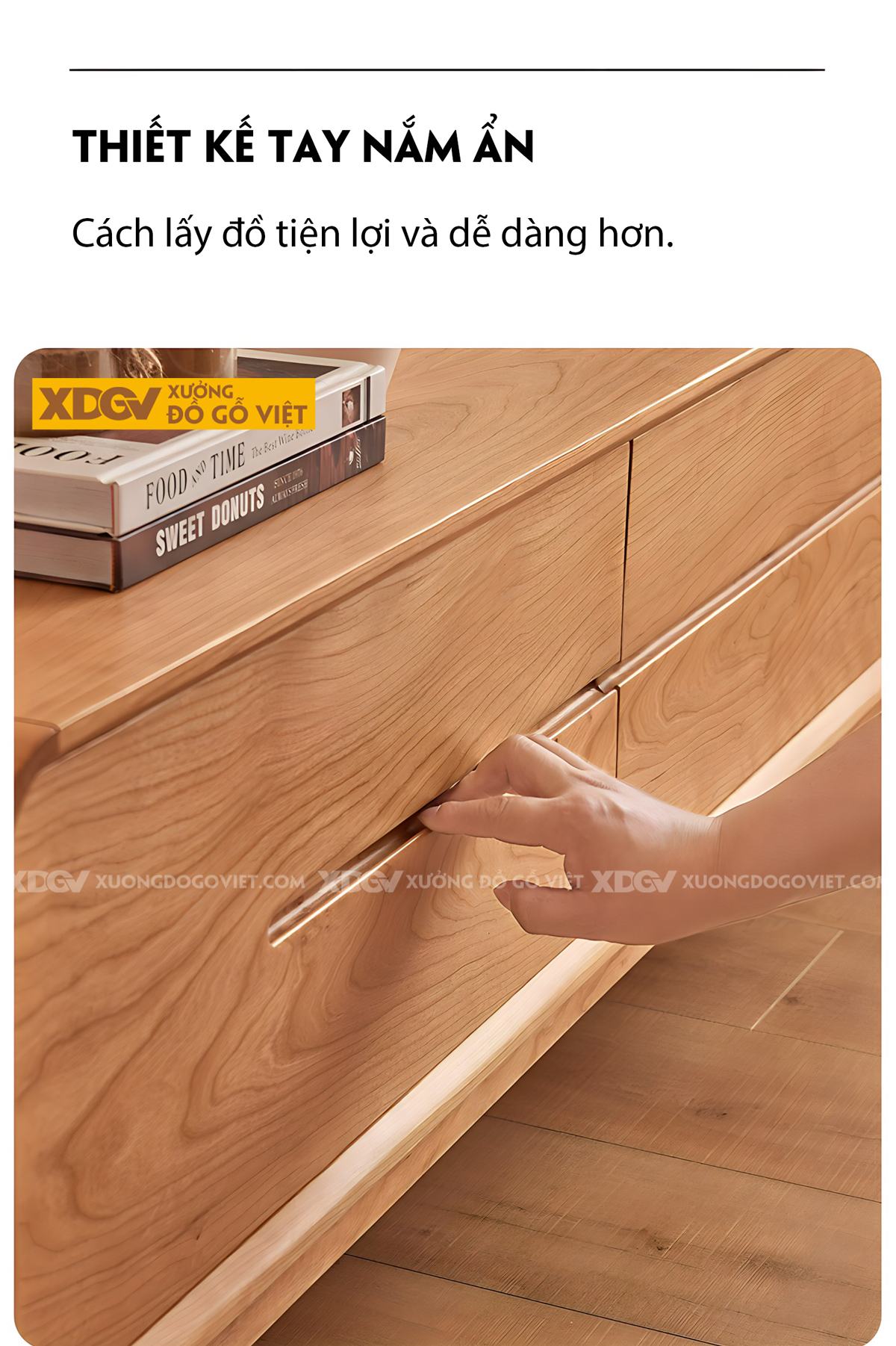 Kệ Tivi Gỗ Sồi Thịt Hiện Đại Bo Góc Ghép Mộng Liền Mạch