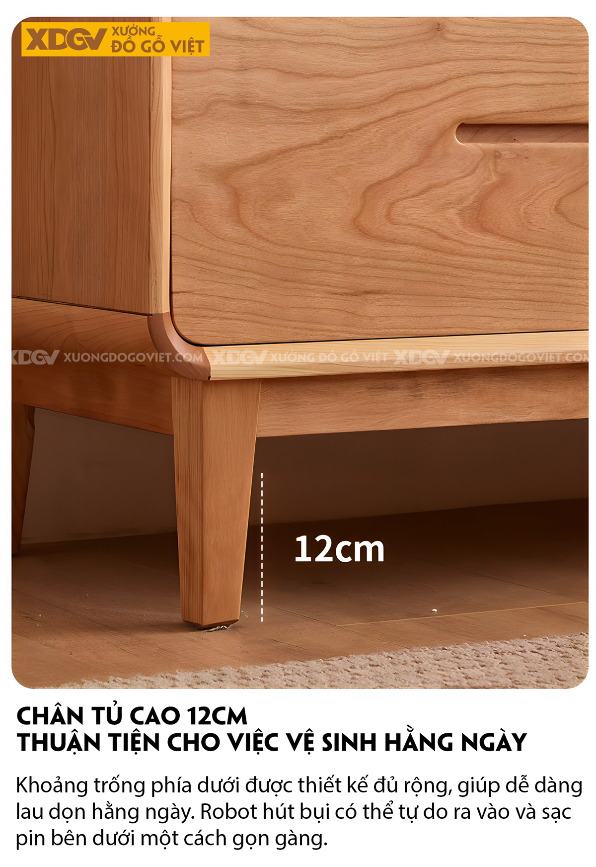 Kệ Tivi Gỗ Sồi Thịt Hiện Đại Bo Góc Ghép Mộng Liền Mạch