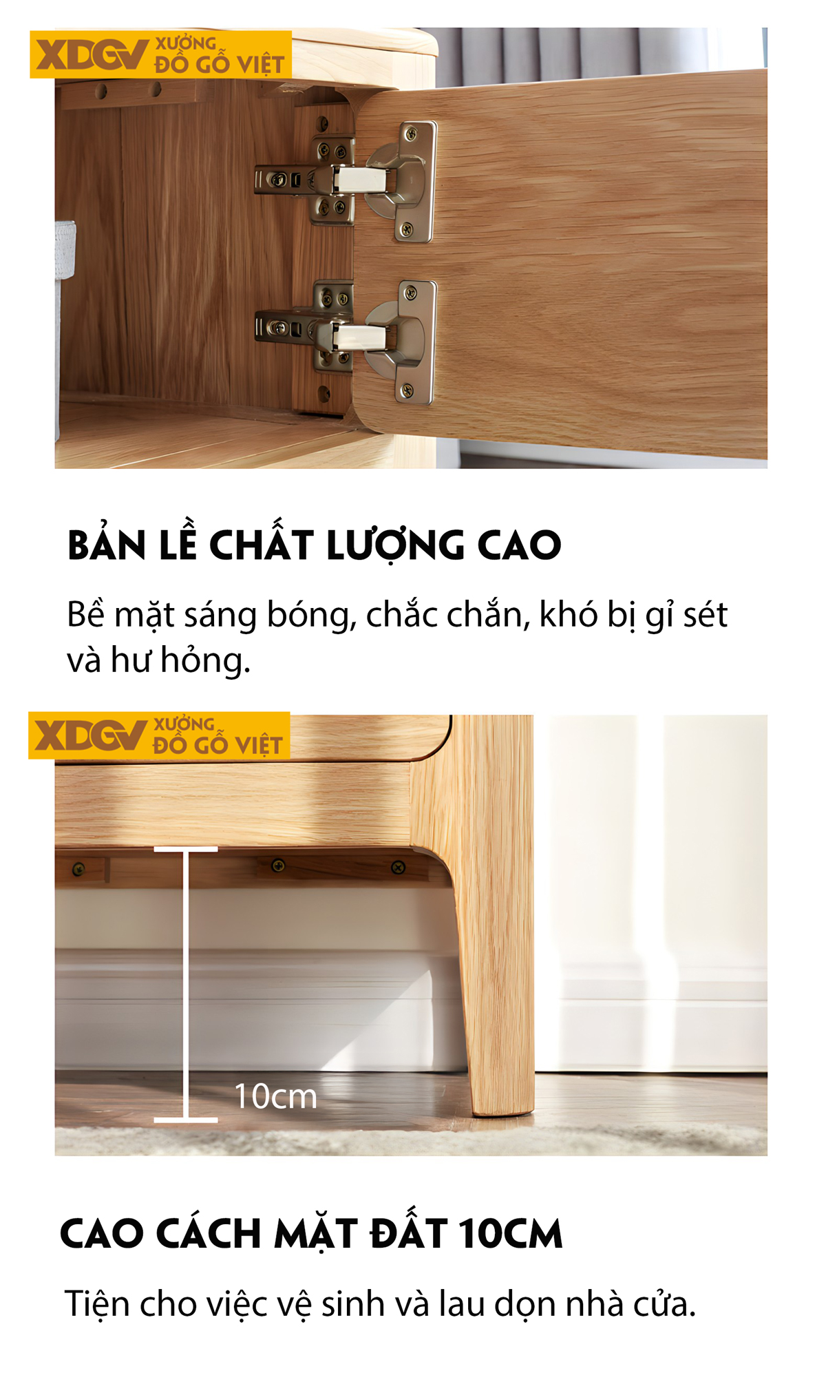 Kệ Tivi Gỗ Sồi Vân Tự Nhiên Tay Âm Khoét Giữa Liền Mạch