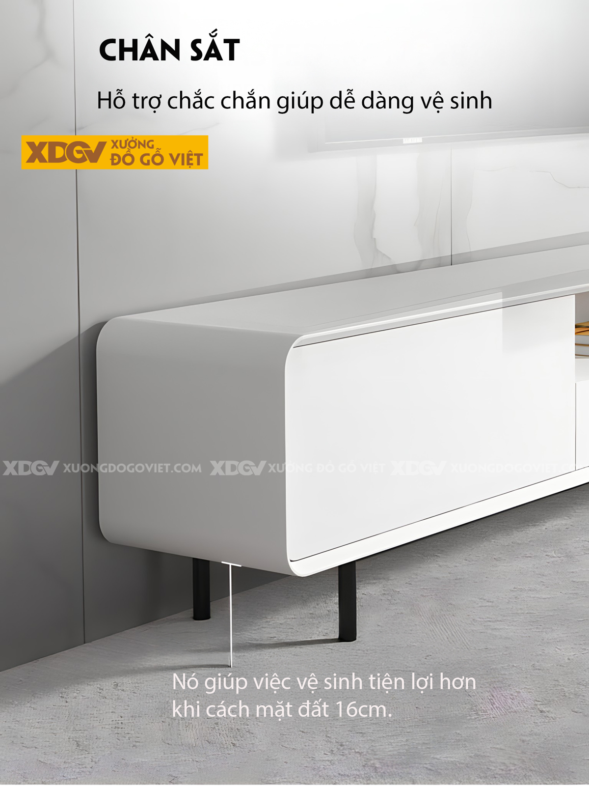 Kệ Tivi Gỗ Xoan Đào Chân Sắt Phối Màu Tinh Giản