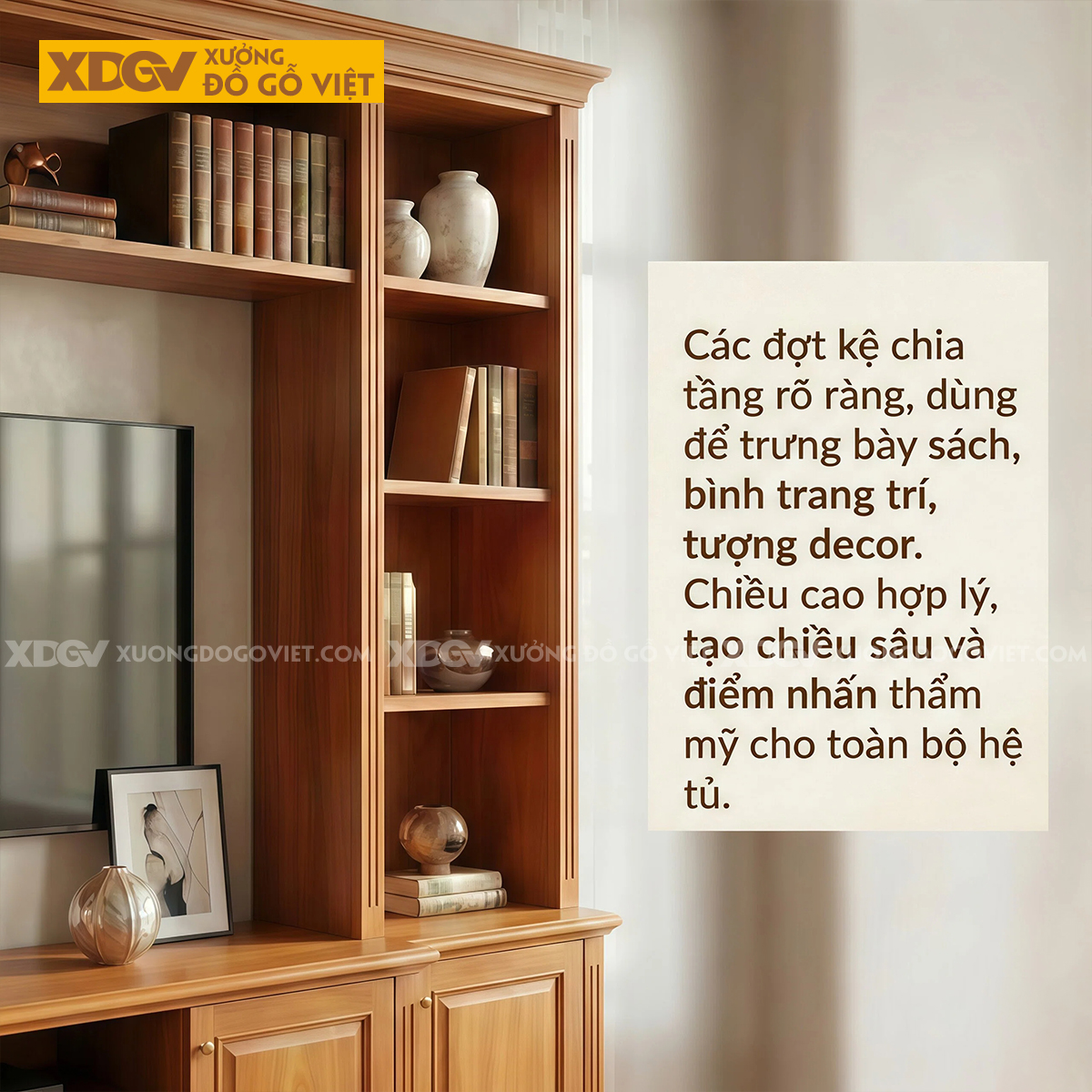 Kệ Tivi Kèm Tủ Trưng Bày Gỗ Gõ Đỏ Nhiều Ngăn Lưu Trữ Đa Dạng