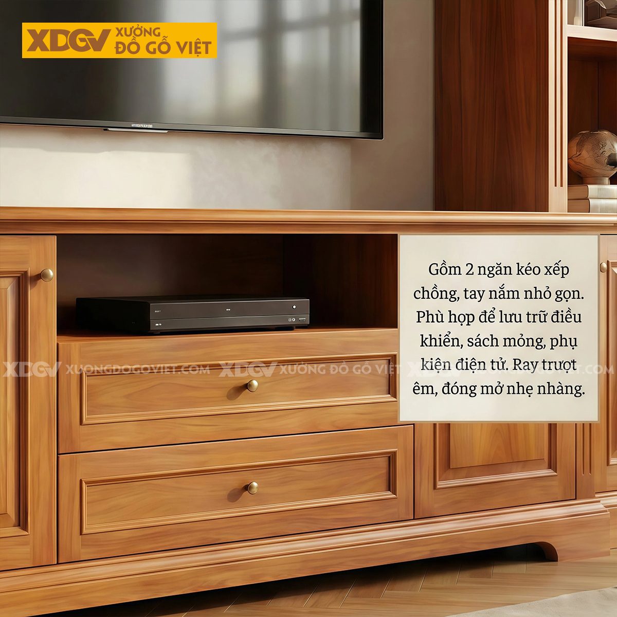 Kệ Tivi Kèm Tủ Trưng Bày Gỗ Gõ Đỏ Nhiều Ngăn Lưu Trữ Đa Dạng