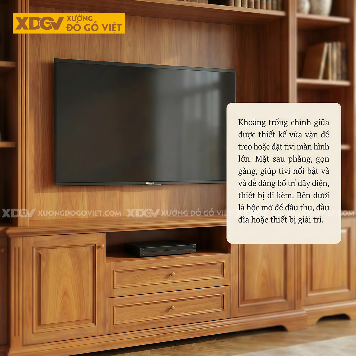 Kệ Tivi Kèm Tủ Trưng Bày Gỗ Gõ Đỏ Nhiều Ngăn Lưu Trữ Đa Dạng