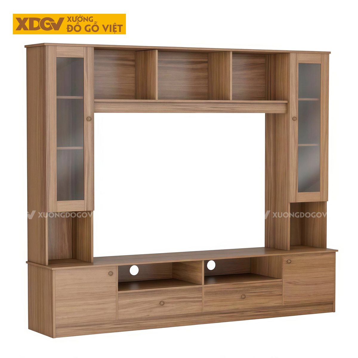 Kệ Tivi Kết Hợp Tủ Gỗ MDF Chân Sát Sàn Đa Ngăn Lưu Trữ