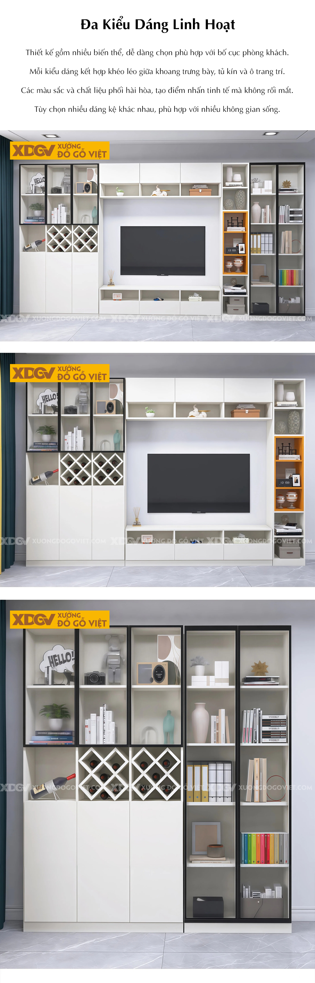 Kệ Tivi Kết Hợp Tủ Gỗ MDF Thẩm Mỹ Công Năng Lưu Trữ Siêu Lớn