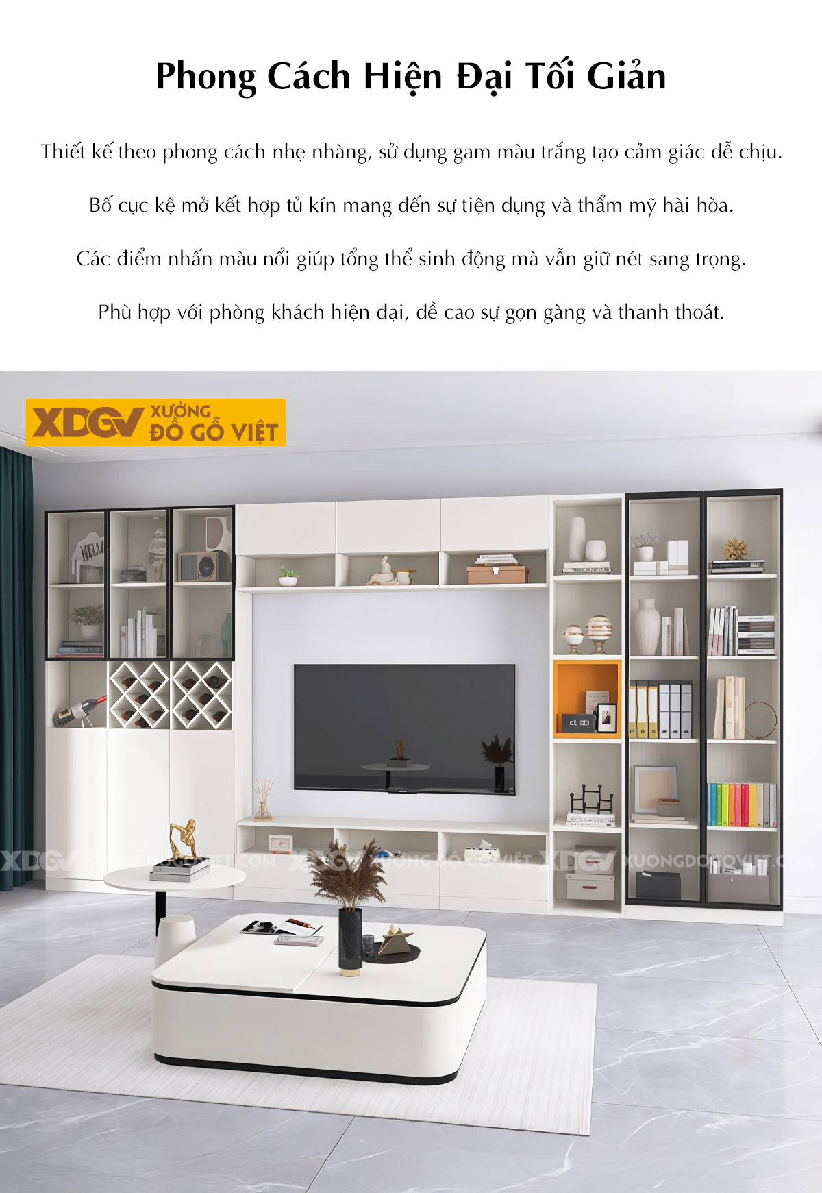 Kệ Tivi Kết Hợp Tủ Gỗ MDF Thẩm Mỹ Công Năng Lưu Trữ Siêu Lớn