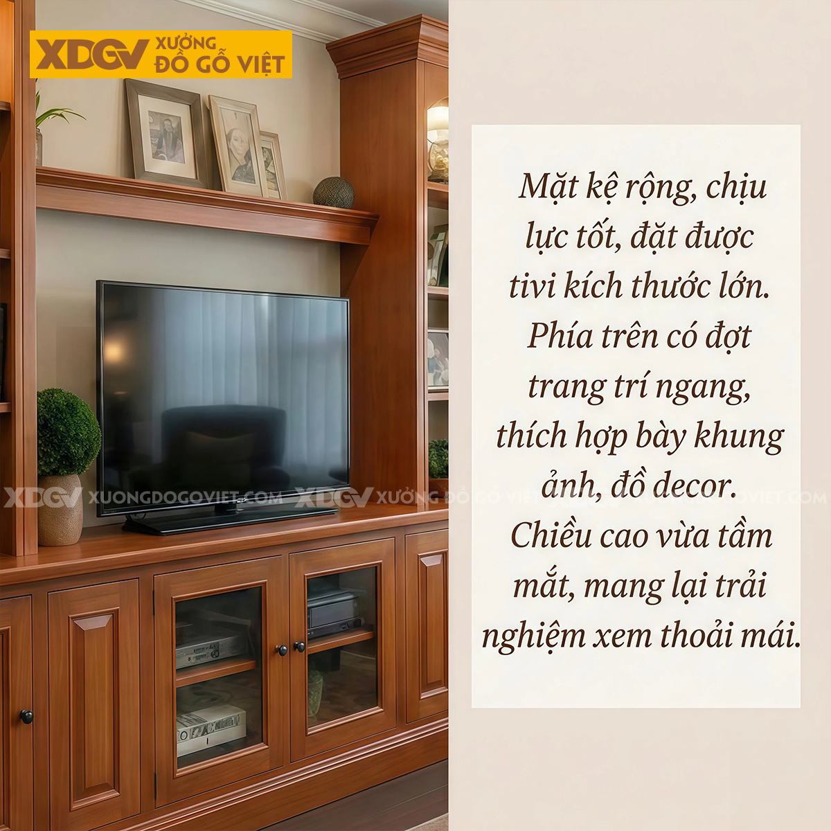 Kệ Tivi Kết Hợp Tủ Trưng Bày Gỗ Gõ Đỏ Tháp Kệ 2 Bên Độc Đáo