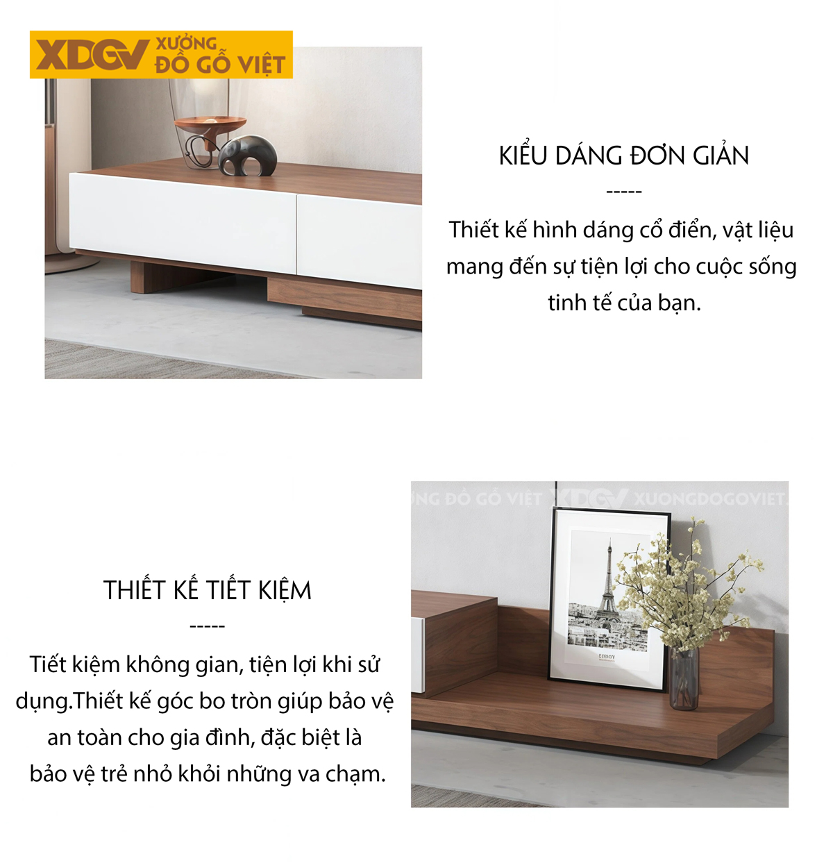 Kệ Tivi MDF Phòng Khách Phối Thềm Xếp Lớp Linh Hoạt Bố Trí