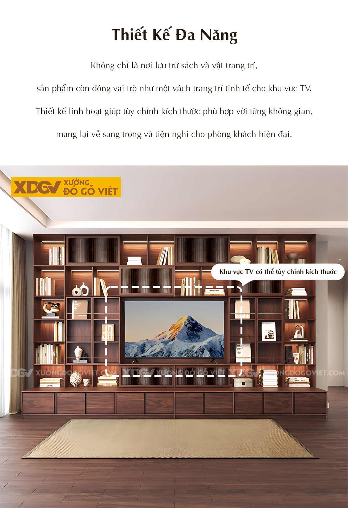 Kệ Tivi Óc Chó Kết Hợp Tủ Cánh Trượt Nhiều Hộc Đựng Tiện Lợi