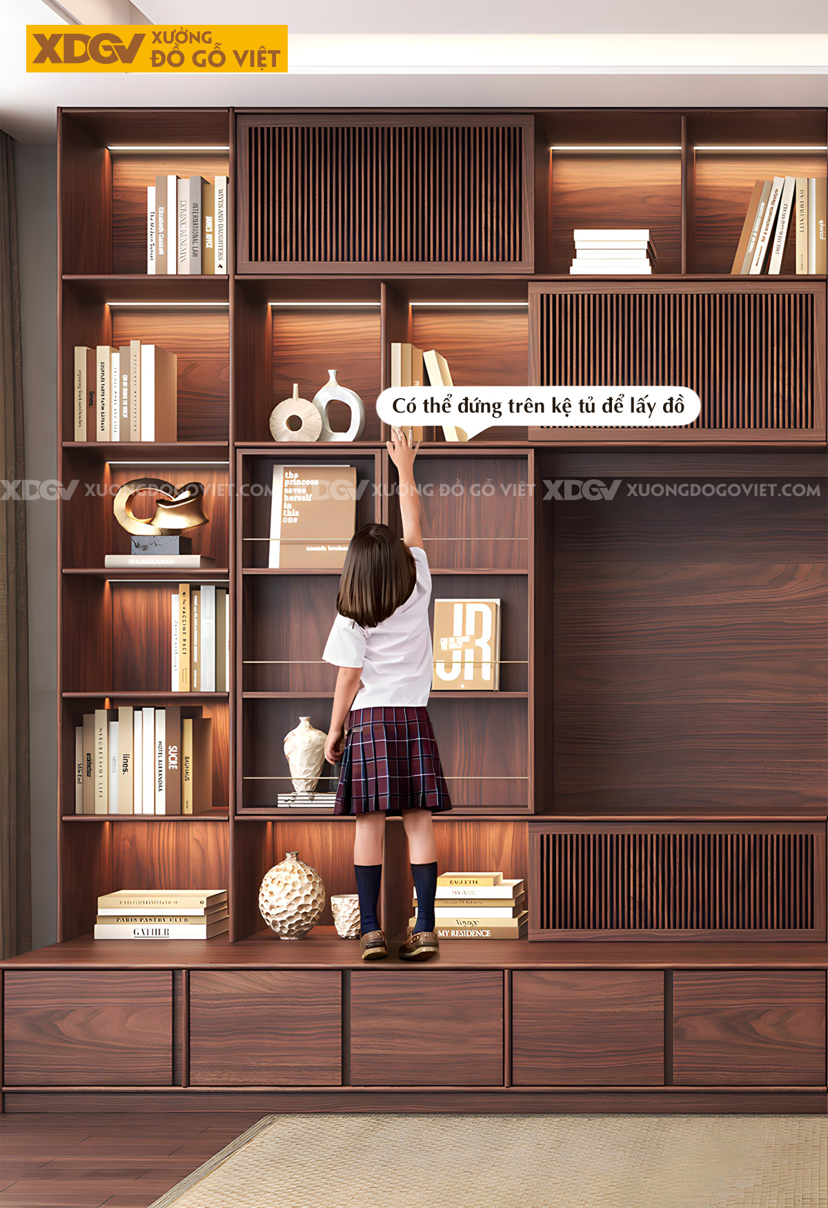 Kệ Tivi Óc Chó Kết Hợp Tủ Cánh Trượt Nhiều Hộc Đựng Tiện Lợi